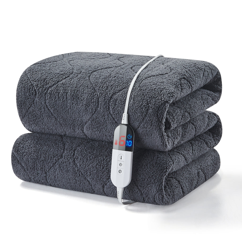 Dhole Cotton Blend Heated Mattress Pad Secure Comfort Technology - Luxury Quilted Electric Mattress Pad with Deep Pocket - 6-Setting Heat Controllers