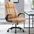 Dhole Ergonomic High-Back PU Leather Office Chair with 120° Recline & Flip-Up Arms - Home Office Desk Chair for Work, Study, Gaming, 300LBS Capacity (Black)