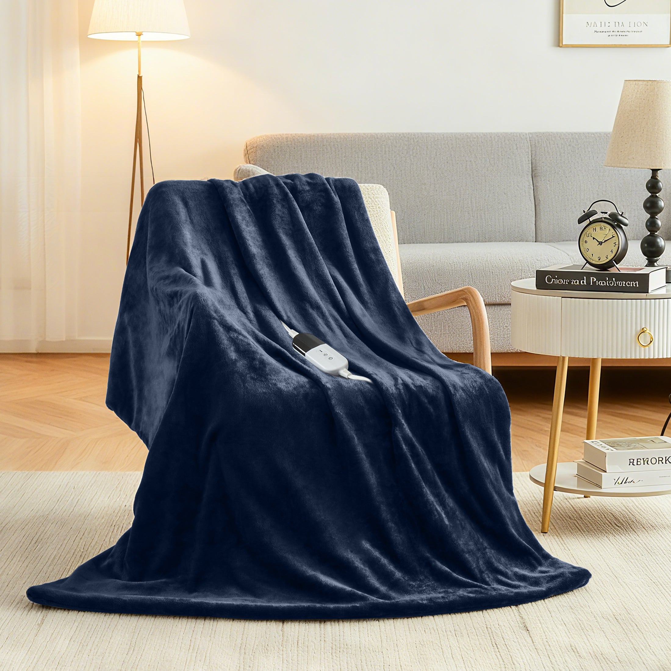 Dhole Electric Heated Blanket Throw - 50"x60" with 6 Heating Levels 4 Hours Auto Off Fast Heating Over-Heated Protection Ultra Soft Warm Flannel ETL Certified