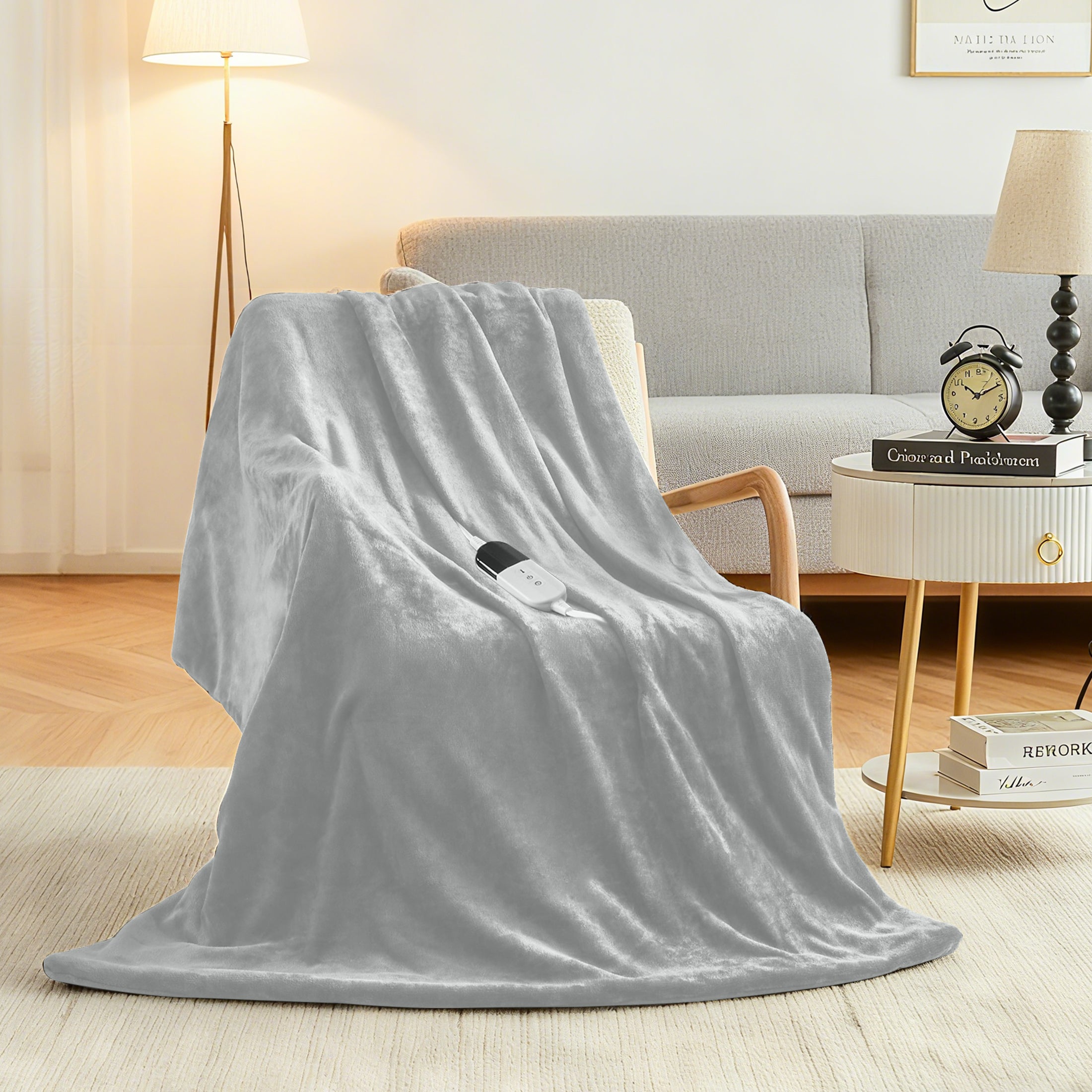 Dhole Electric Heated Blanket Throw - 50"x60" with 6 Heating Levels 4 Hours Auto Off Fast Heating Over-Heated Protection Ultra Soft Warm Flannel ETL Certified