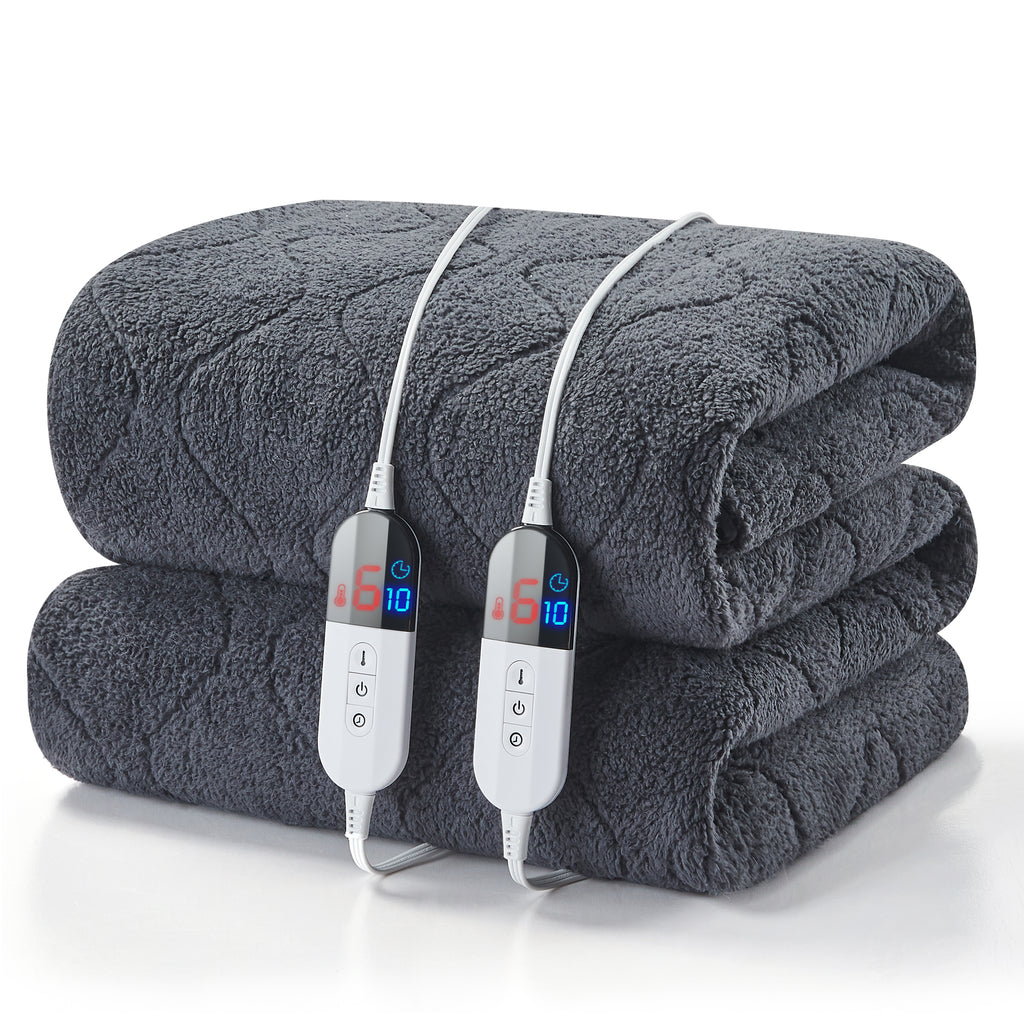 Dhole Cotton Blend Heated Mattress Pad Secure Comfort Technology - Luxury Quilted Electric Mattress Pad with Deep Pocket - 6-Setting Heat Controllers