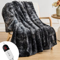 Dhole Heated Blanket Electric Throw - 50"x60" Heating Blanket Throw 4 Hours Auto-Off 6 Heat Level Over-Heat Protection Luxury Faux Fur Sherpa ETL Certification