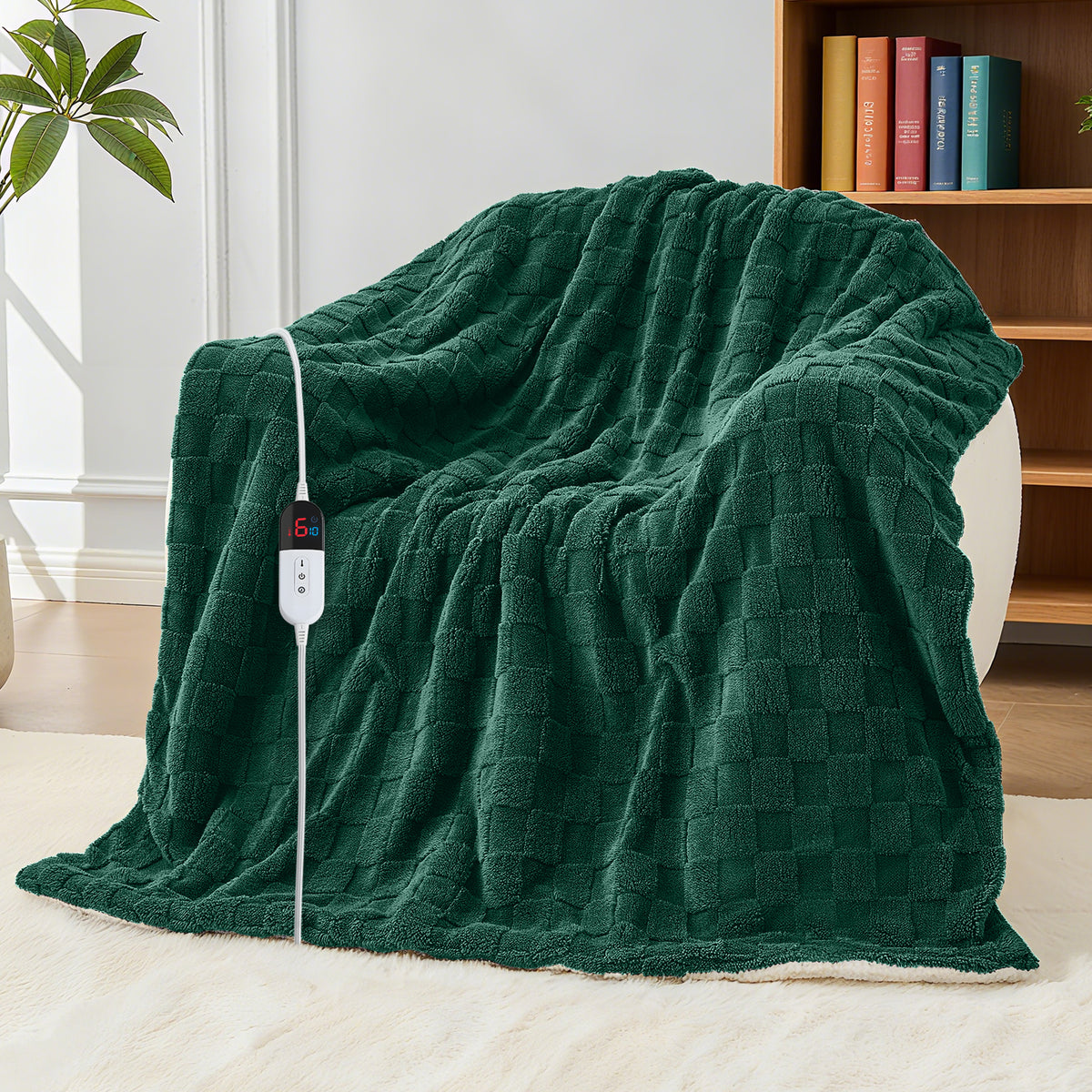 Dhole Electric Heated Blanket Checkered Fleece Throw 50x60 Inches Fast Heating Blanket 6 Heating Levels & 4 Hours Auto Off ETL Certification