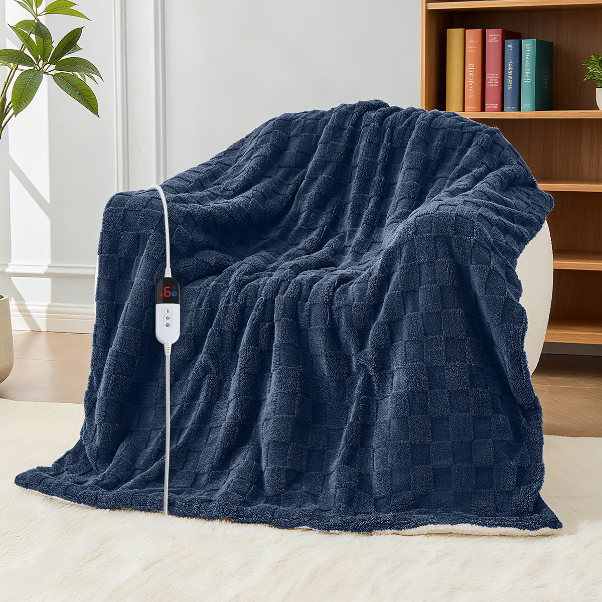 Dhole Electric Heated Blanket Checkered Fleece Throw 50x60 Inches Fast Heating Blanket 6 Heating Levels & 4 Hours Auto Off ETL Certification