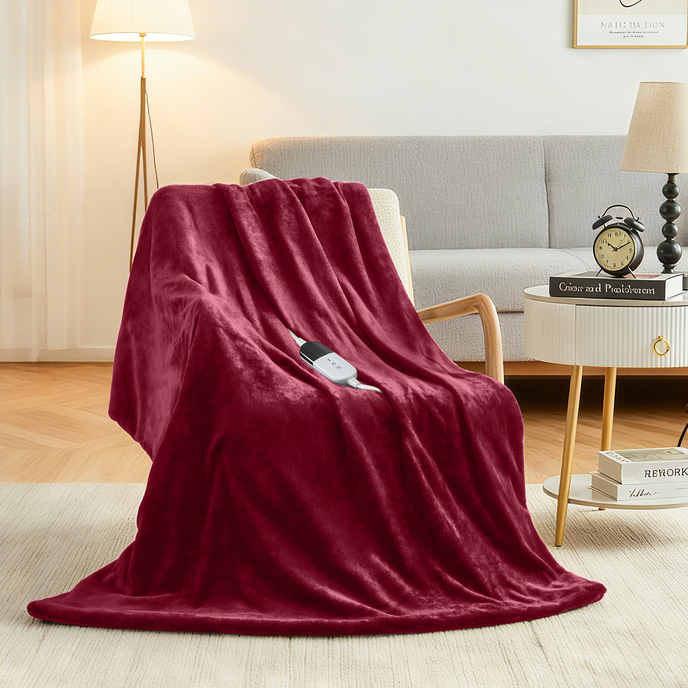 Dhole Electric Heated Blanket Throw - 50"x60" with 6 Heating Levels 4 Hours Auto Off Fast Heating Over-Heated Protection Ultra Soft Warm Flannel ETL Certified