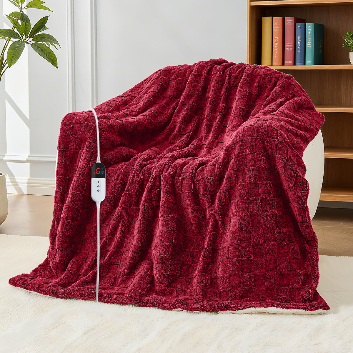 Dhole Electric Heated Blanket Checkered Fleece Throw 50x60 Inches Fast Heating Blanket 6 Heating Levels & 4 Hours Auto Off ETL Certification