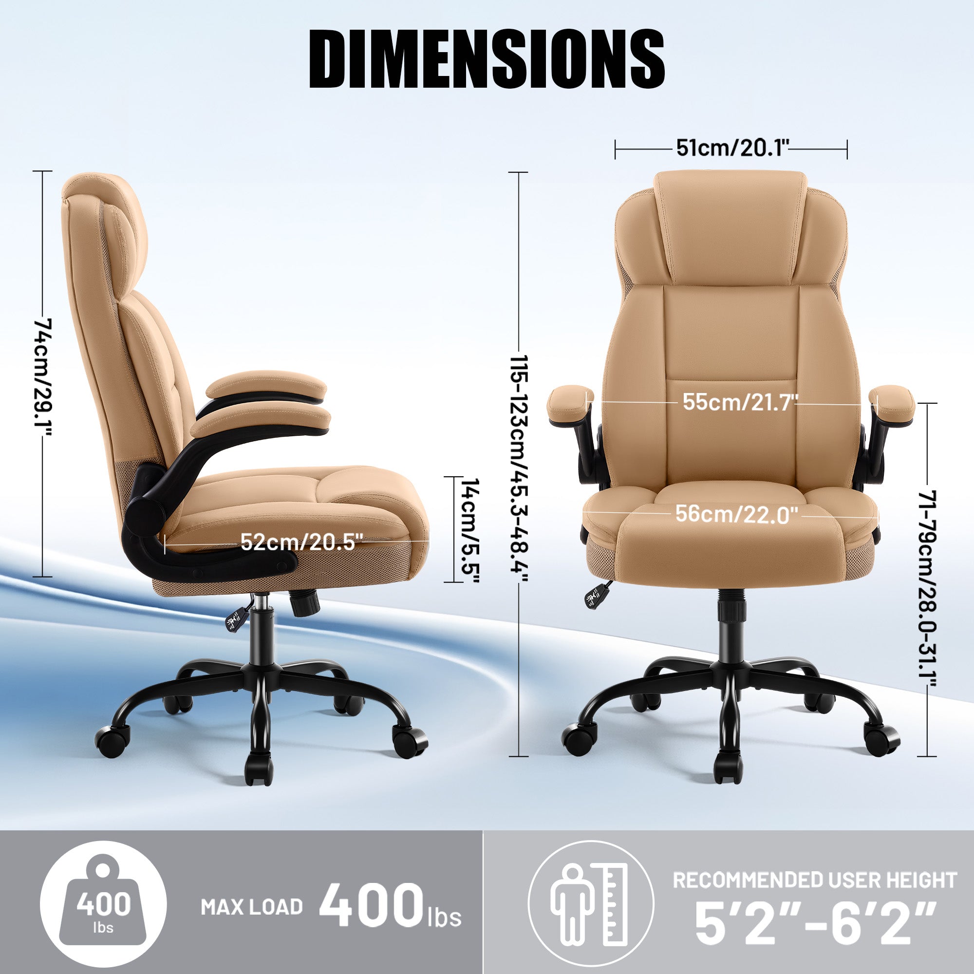 Dhole Ergonomic High-Back PU Leather Office Chair with 120° Recline & Flip-Up Arms - Home Office Desk Chair for Work, Study, Gaming, 300LBS Capacity (Black)