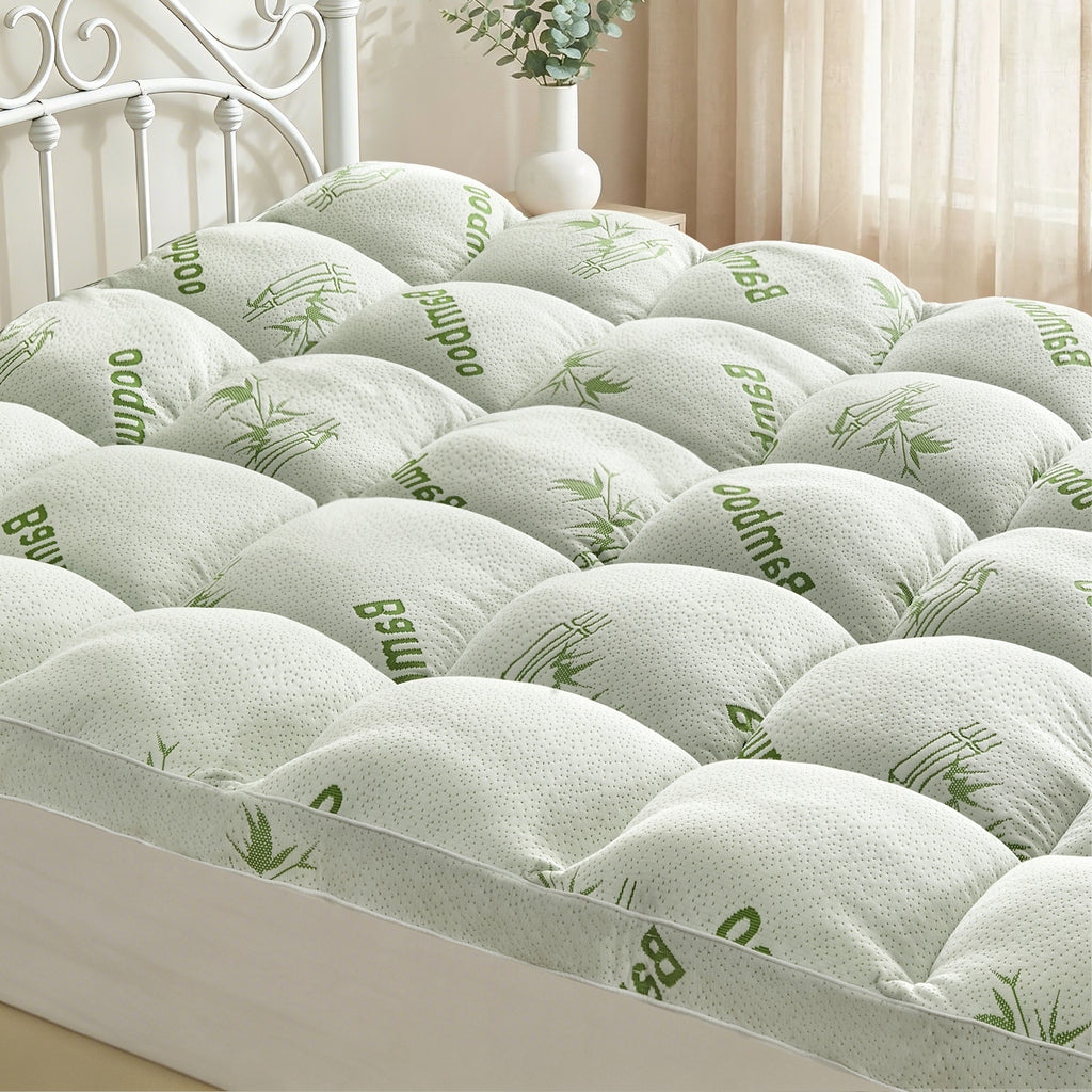 Dhole Queen Size 2-Inch Mattress Topper & Pad – 1200GSM Down Alternative Fill, Cooling Bamboo Viscose Cover, Extra Firm Pillow Top for Back Pain Relief, Deep Pocket 6-18 Inches (60"x80")