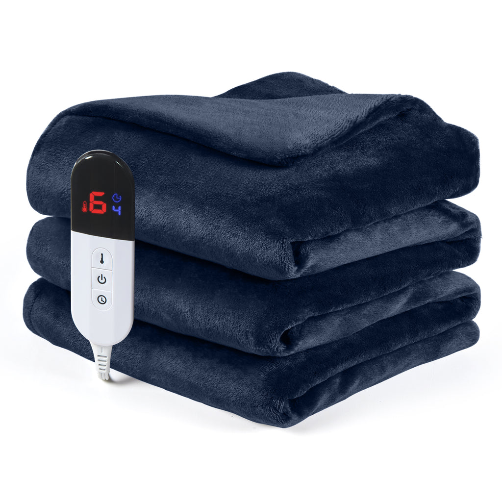Dhole Electric Heated Blanket Throw - 50"x60" with 6 Heating Levels 4 Hours Auto Off Fast Heating Over-Heated Protection Ultra Soft Warm Flannel ETL Certified