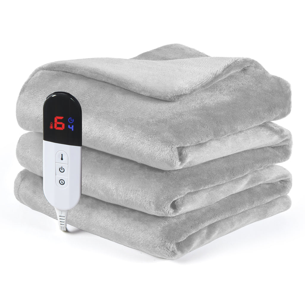 Dhole Electric Heated Blanket Throw - 50"x60" with 6 Heating Levels 4 Hours Auto Off Fast Heating Over-Heated Protection Ultra Soft Warm Flannel ETL Certified