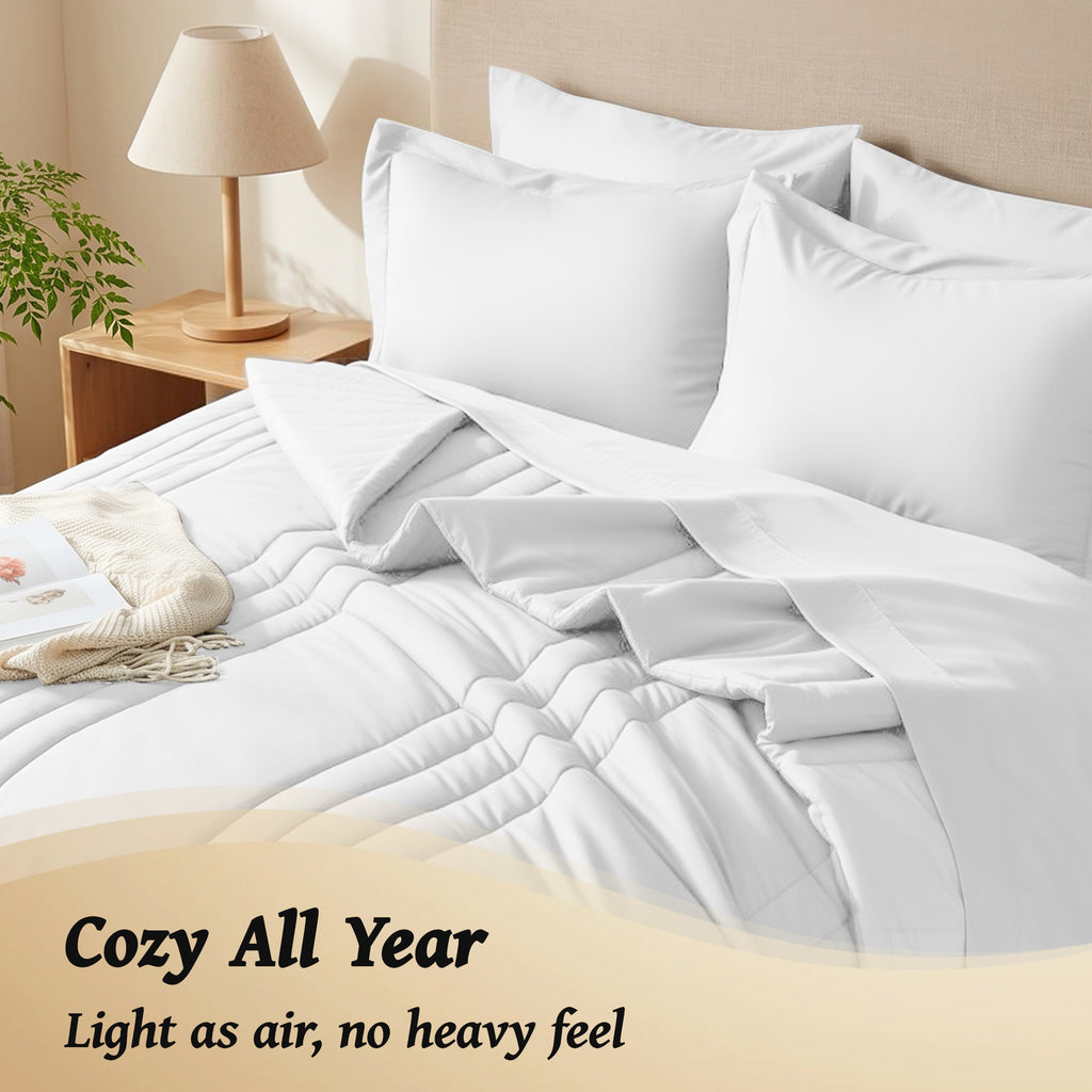 Dhole 7-Piece Bed in Bag - Striped Comforter Sets, Pillowcases & Sheet Collection for Cozy Bedding Sets