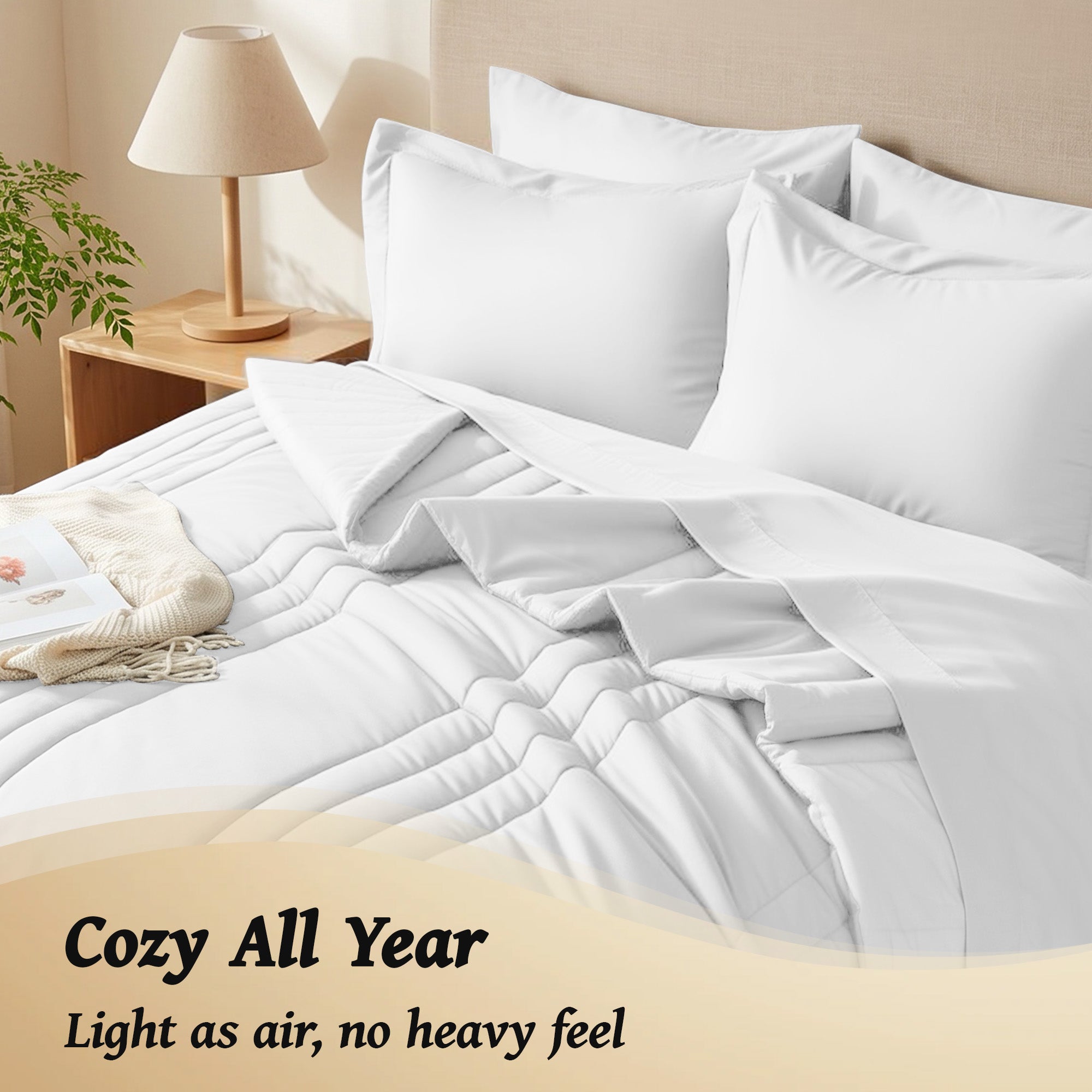 Dhole 7-Piece Bed in Bag - Striped Comforter Sets, Pillowcases & Sheet Collection for Cozy Bedding Sets