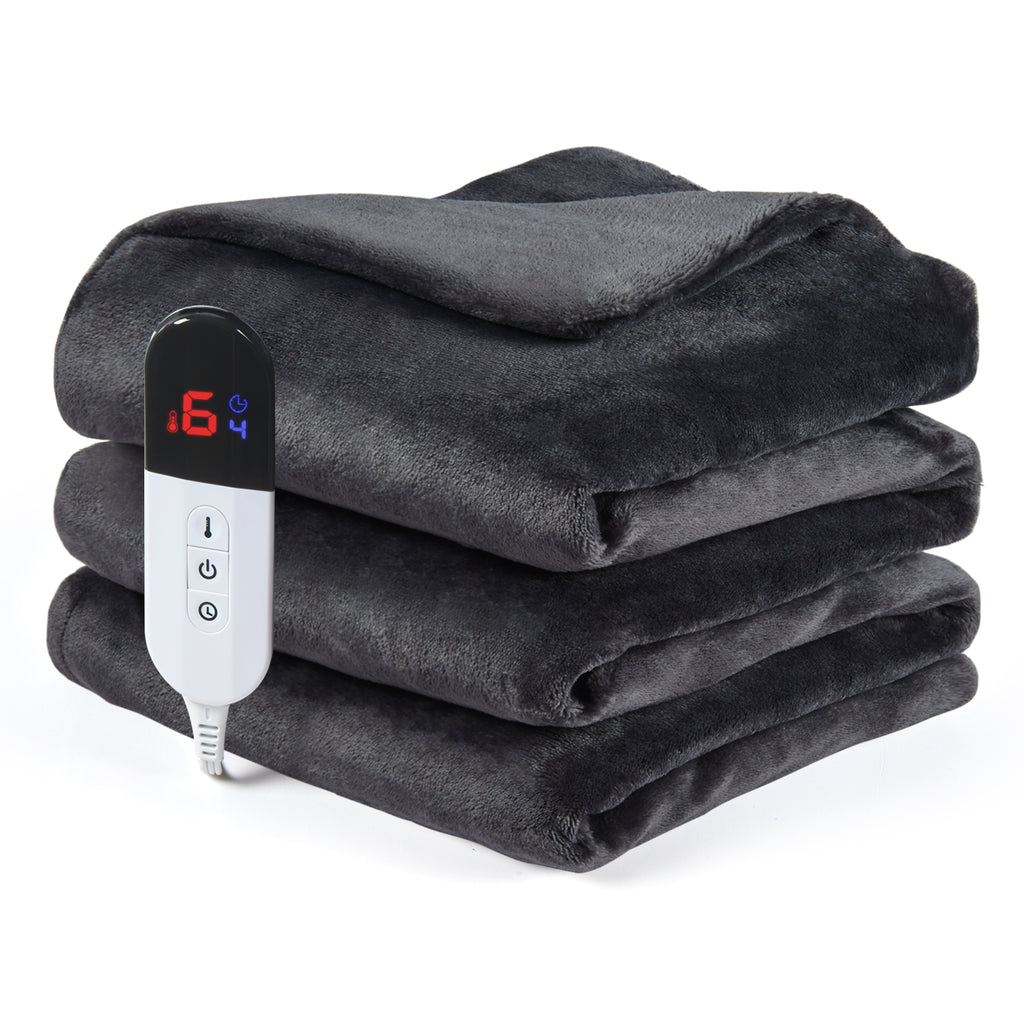 Dhole Electric Heated Blanket Throw - 50"x60" with 6 Heating Levels 4 Hours Auto Off Fast Heating Over-Heated Protection Ultra Soft Warm Flannel ETL Certified