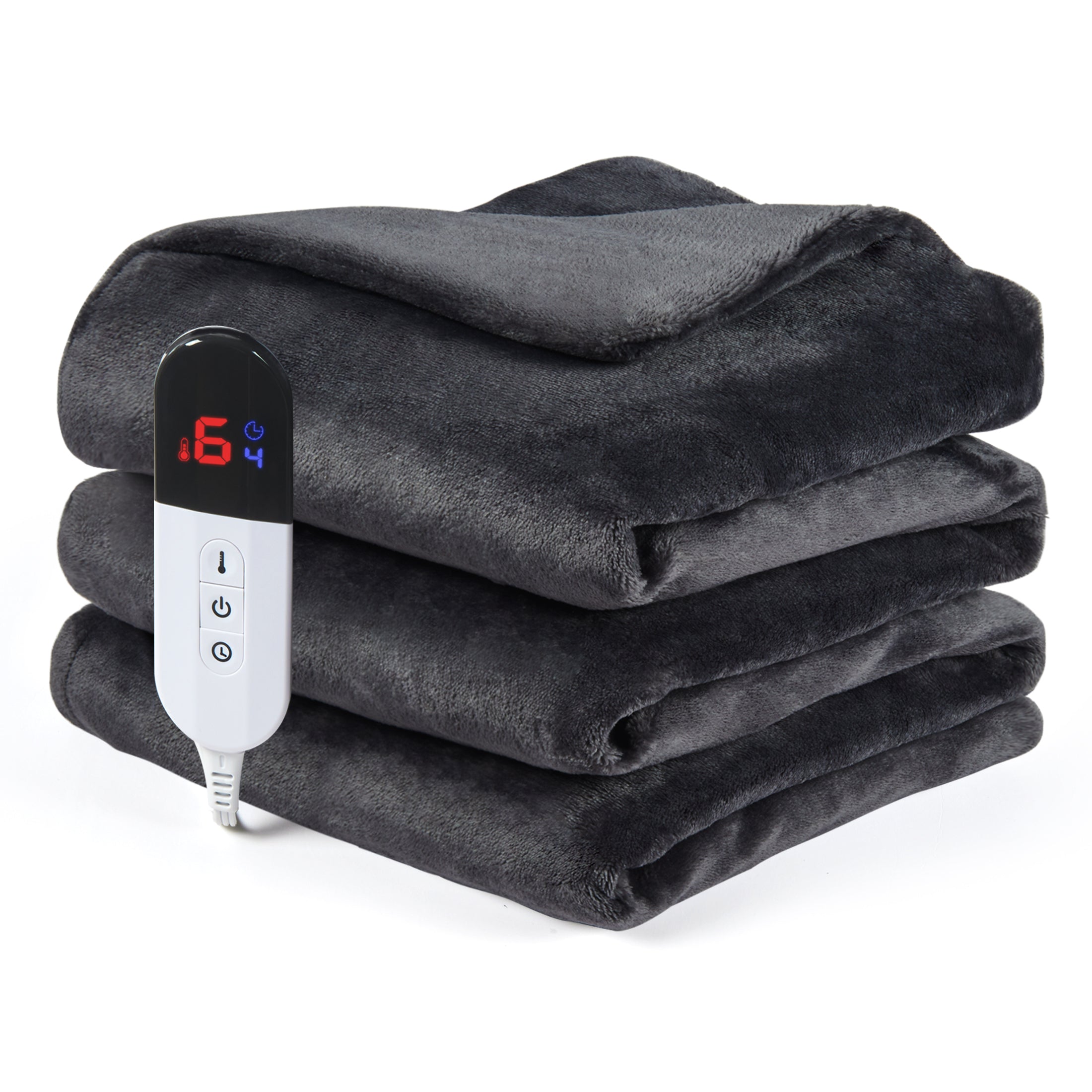 Dhole Electric Heated Blanket Throw - 50"x60" with 6 Heating Levels 4 Hours Auto Off Fast Heating Over-Heated Protection Ultra Soft Warm Flannel ETL Certified