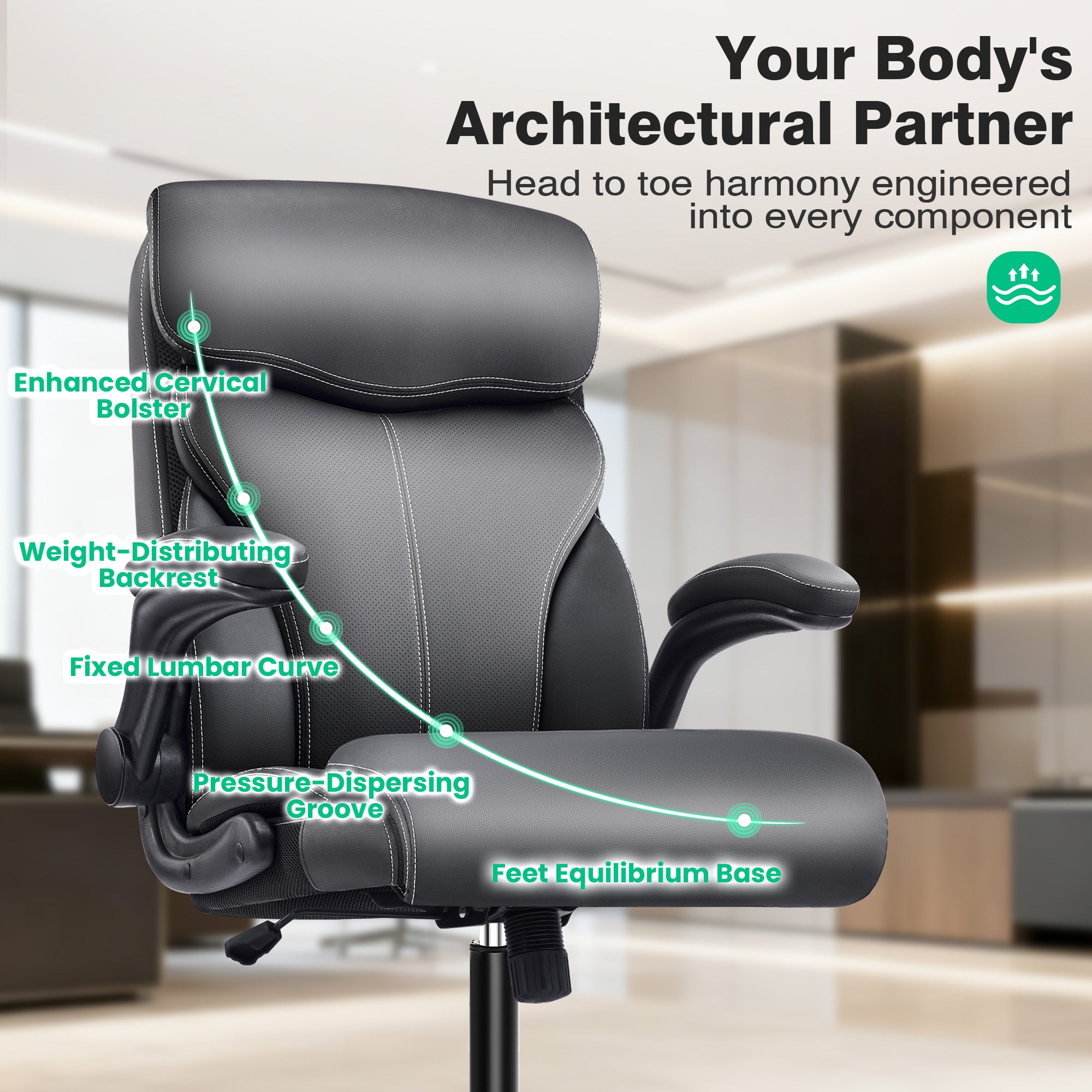 Dhole Executive Ergonomic Office Chair - High Back Mesh Desk Chair with Lumbar Support, 4D Armrests, Tilt Function & Breathable Mesh for Home Office (Black)