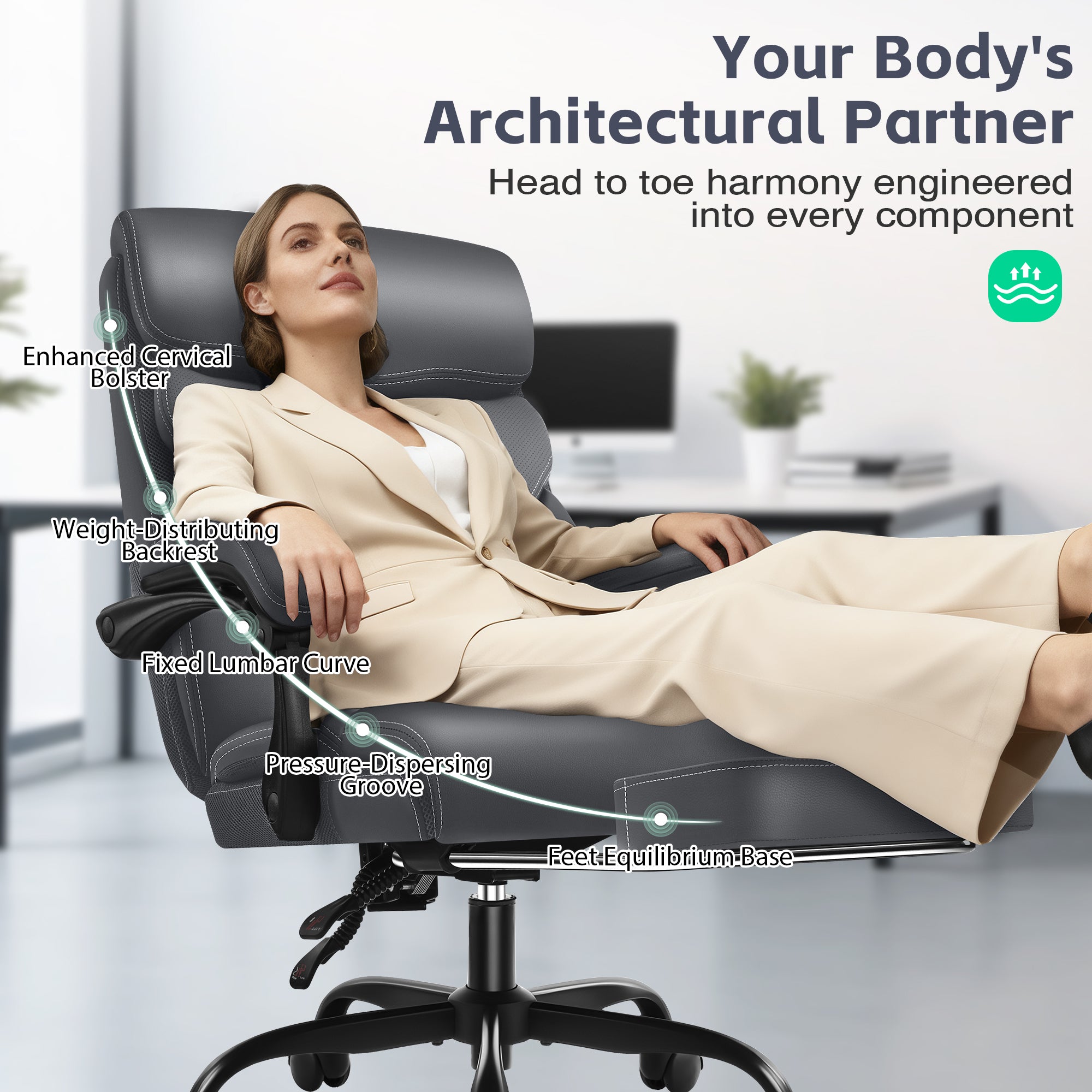 Dhole Executive Ergonomic Office Chair - High Back Mesh Desk Chair with Lumbar Support, 4D Armrests, Tilt Function & Breathable Mesh for Home Office (Black)