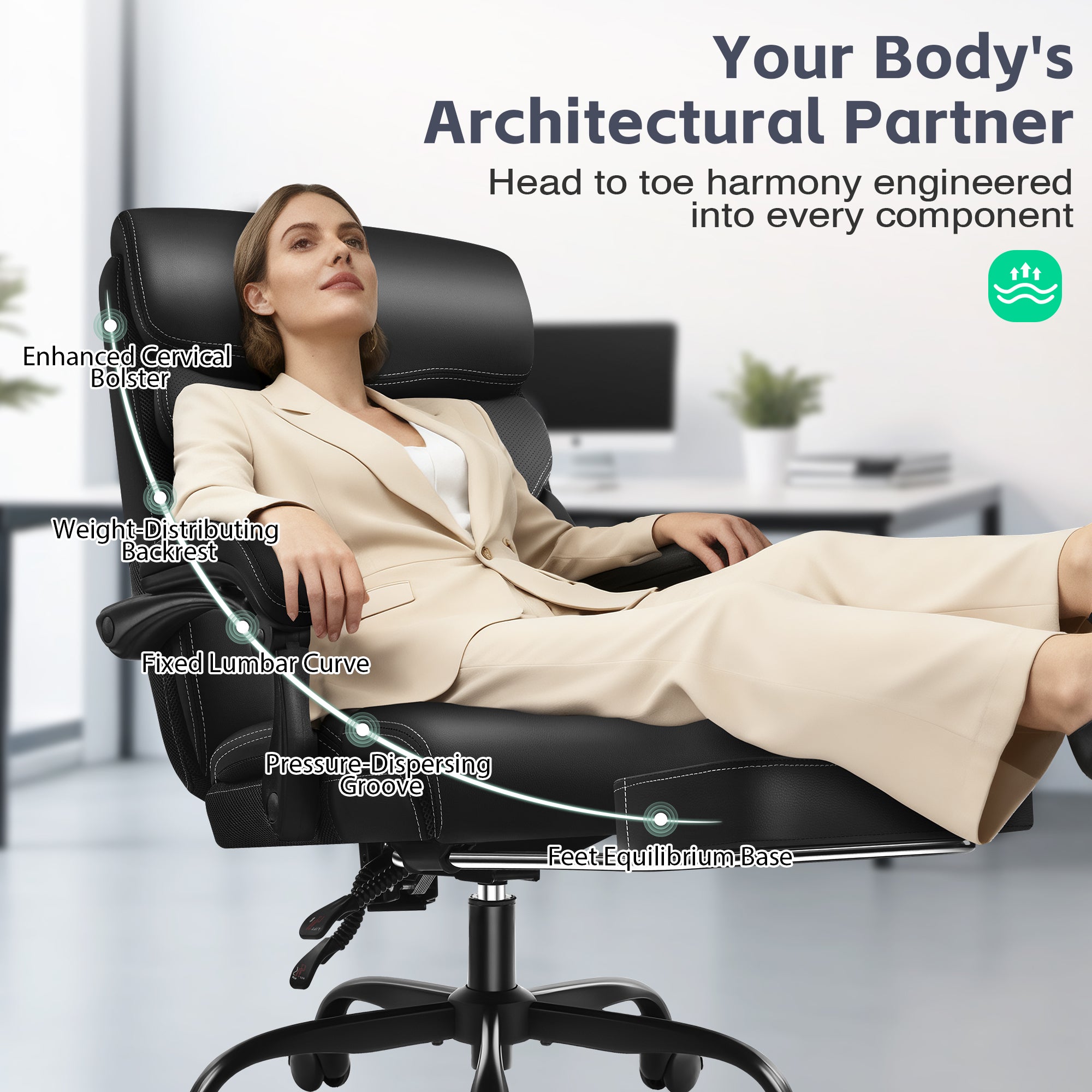 Dhole Executive Ergonomic Office Chair - High Back Mesh Desk Chair with Lumbar Support, 4D Armrests, Tilt Function & Breathable Mesh for Home Office (Black)