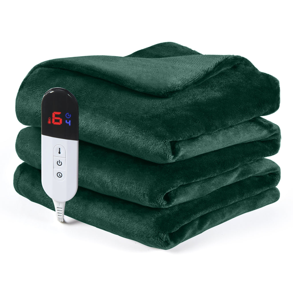 Dhole Electric Heated Blanket Throw - 50"x60" with 6 Heating Levels 4 Hours Auto Off Fast Heating Over-Heated Protection Ultra Soft Warm Flannel ETL Certified