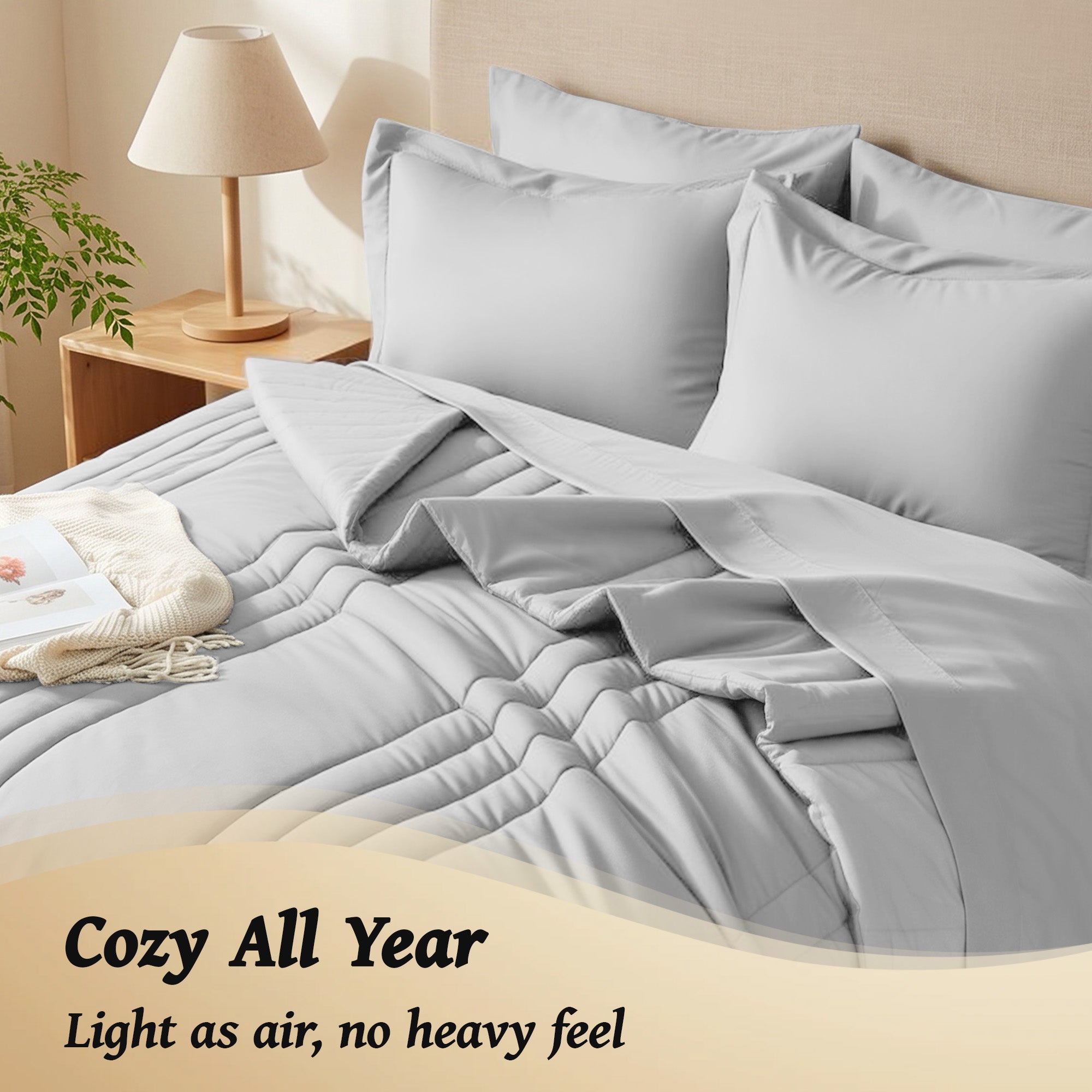 Dhole 7-Piece Bed in Bag - Striped Comforter Sets, Pillowcases & Sheet Collection for Cozy Bedding Sets