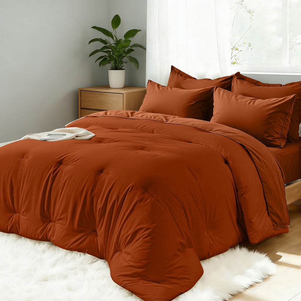 Dhole 7-Piece Bed Sheet Set - Queen Size Comforter, Pillowcases & Sheet Collection for Cozy Bedding Comfort Black