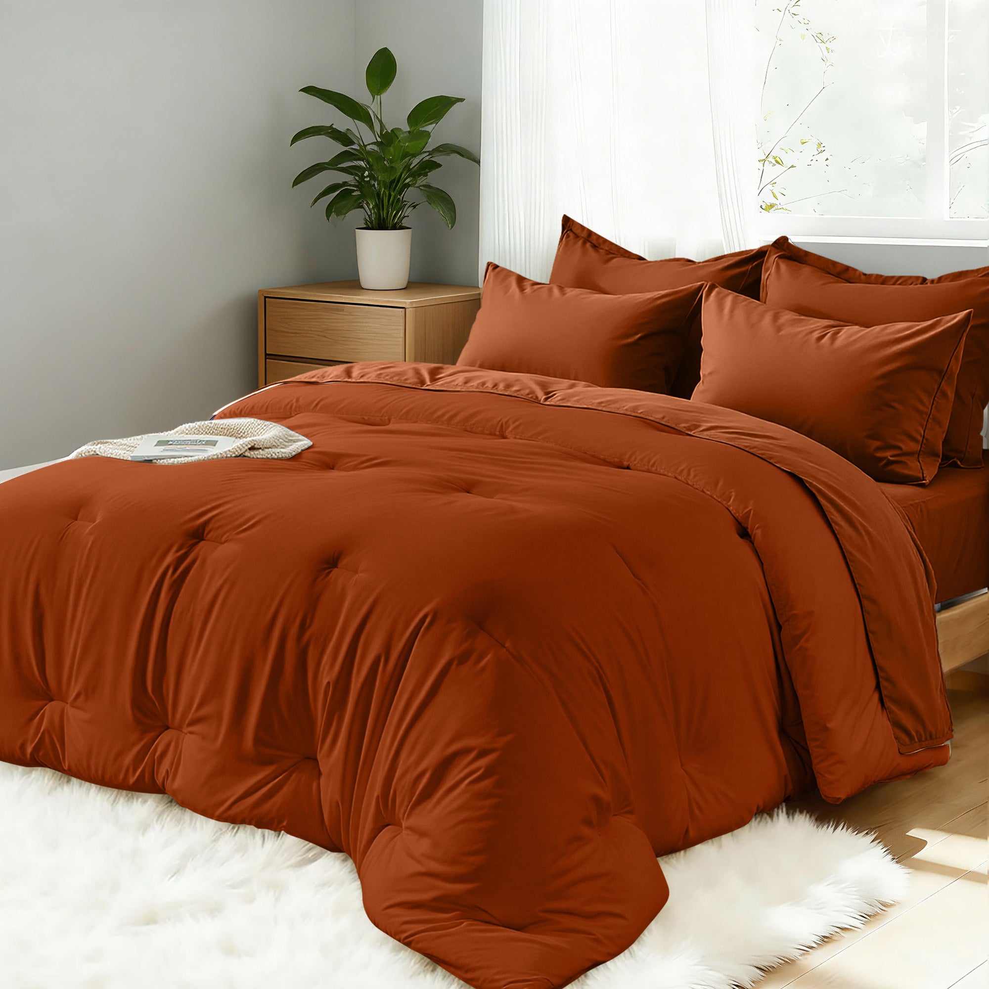Dhole 7-Piece Bed Sheet Set - Queen Size Comforter, Pillowcases & Sheet Collection for Cozy Bedding Comfort Black