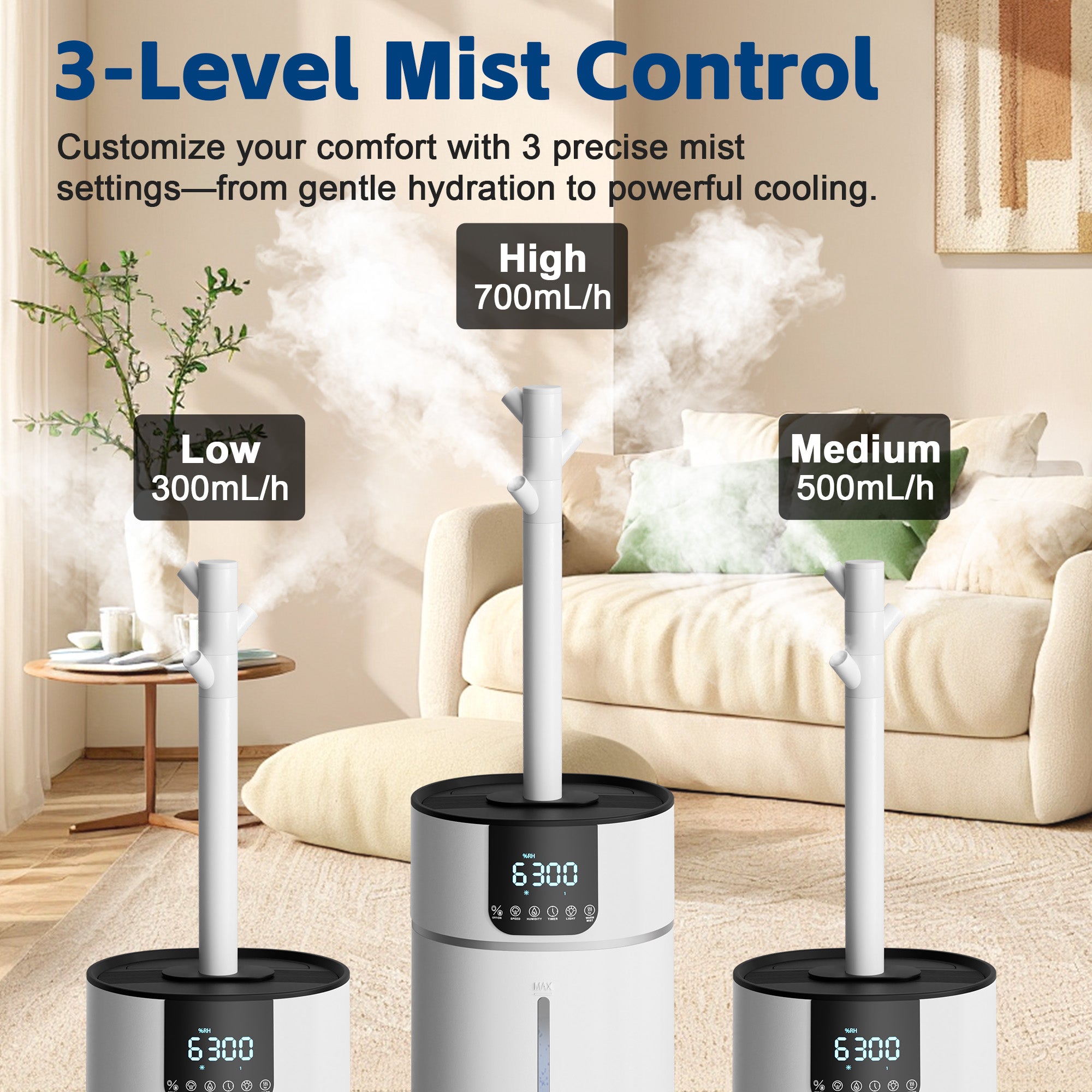 Dhole 16L Large Room Whole House Dual Mist Output Warm Mist Humidifier