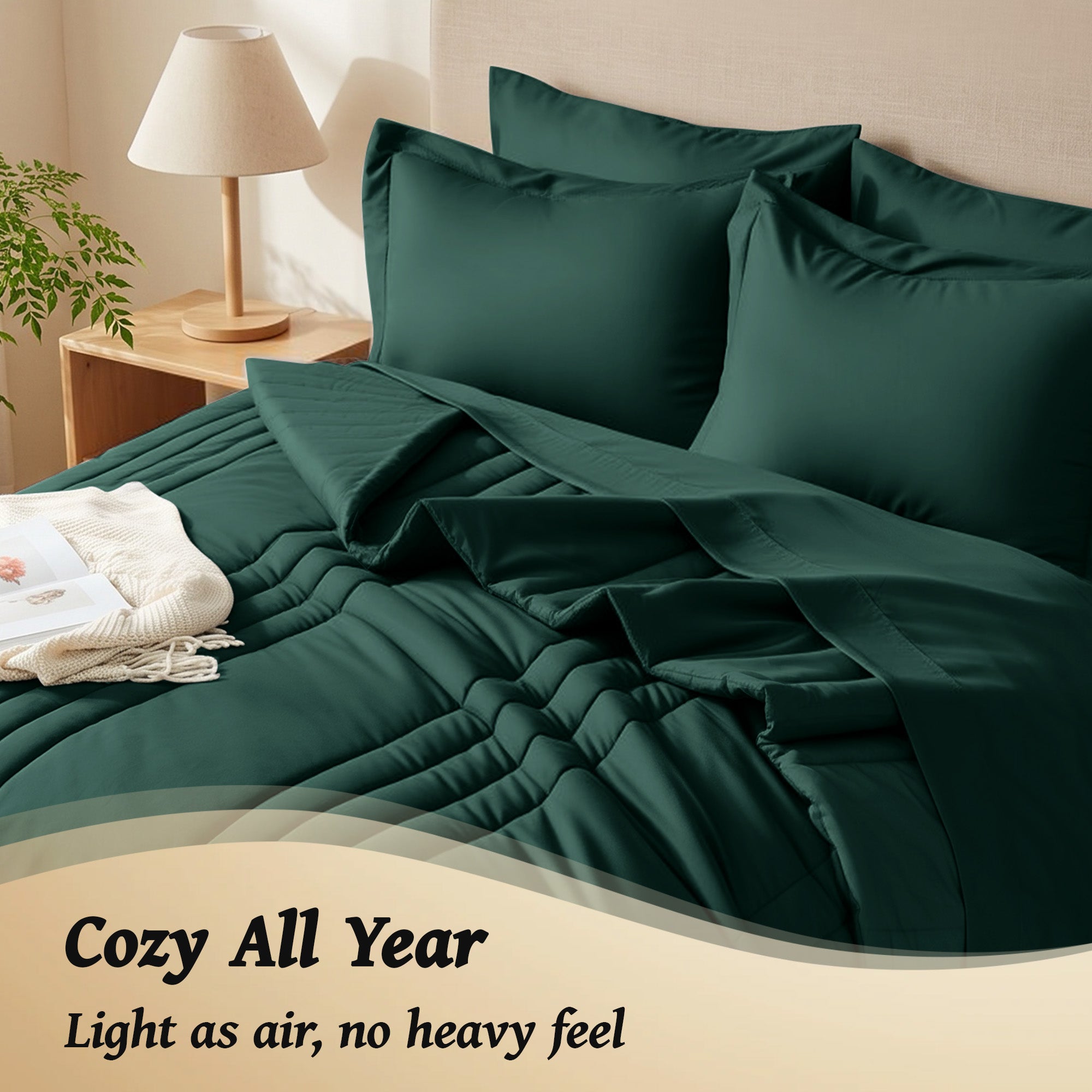 Dhole 7-Piece Bed in Bag - Striped Comforter Sets, Pillowcases & Sheet Collection for Cozy Bedding Sets