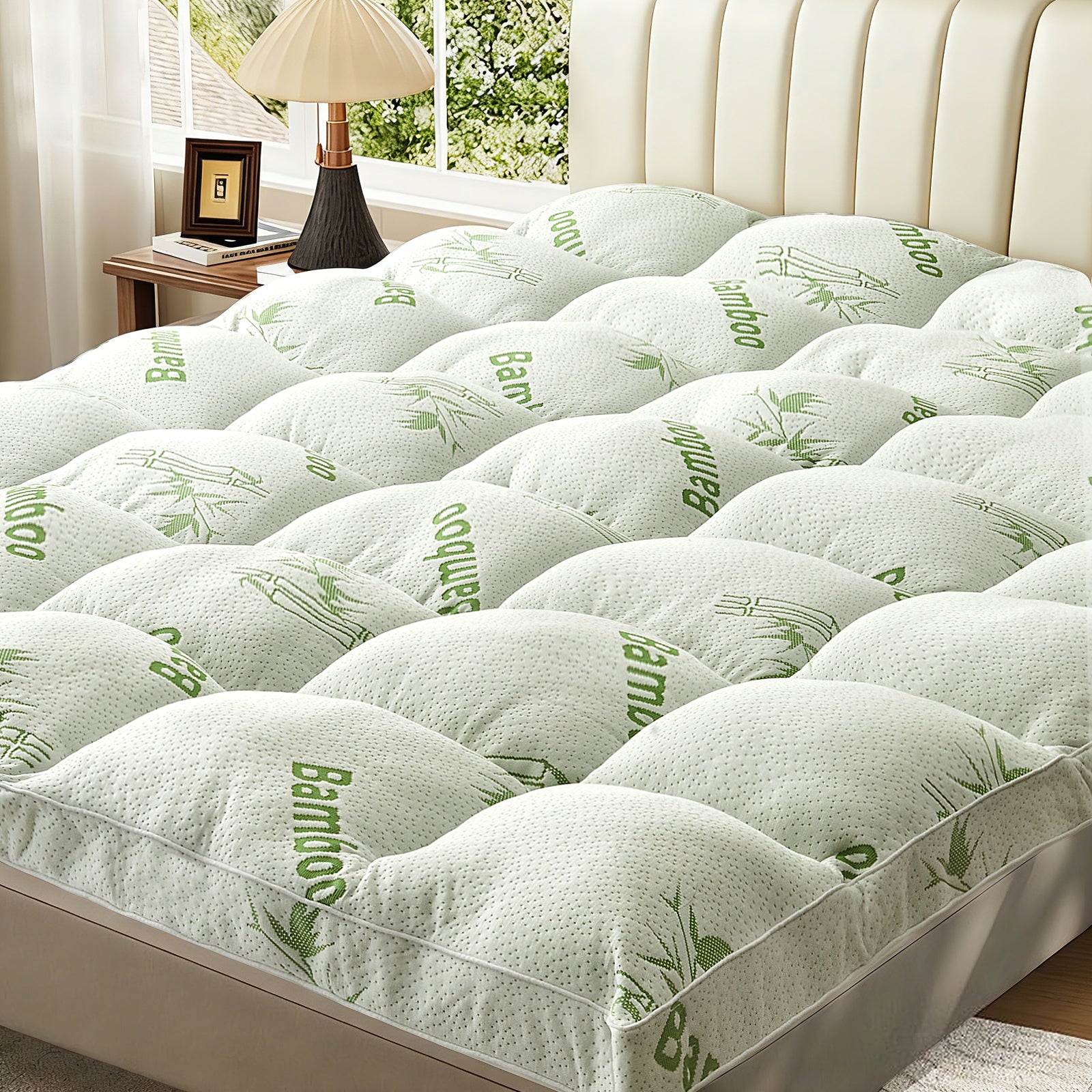 Dhole Queen Size 2-Inch Mattress Topper & Pad – 1200GSM Down Alternative Fill, Cooling Bamboo Viscose Cover, Extra Firm Pillow Top for Back Pain Relief, Deep Pocket 6-18 Inches (60"x80")