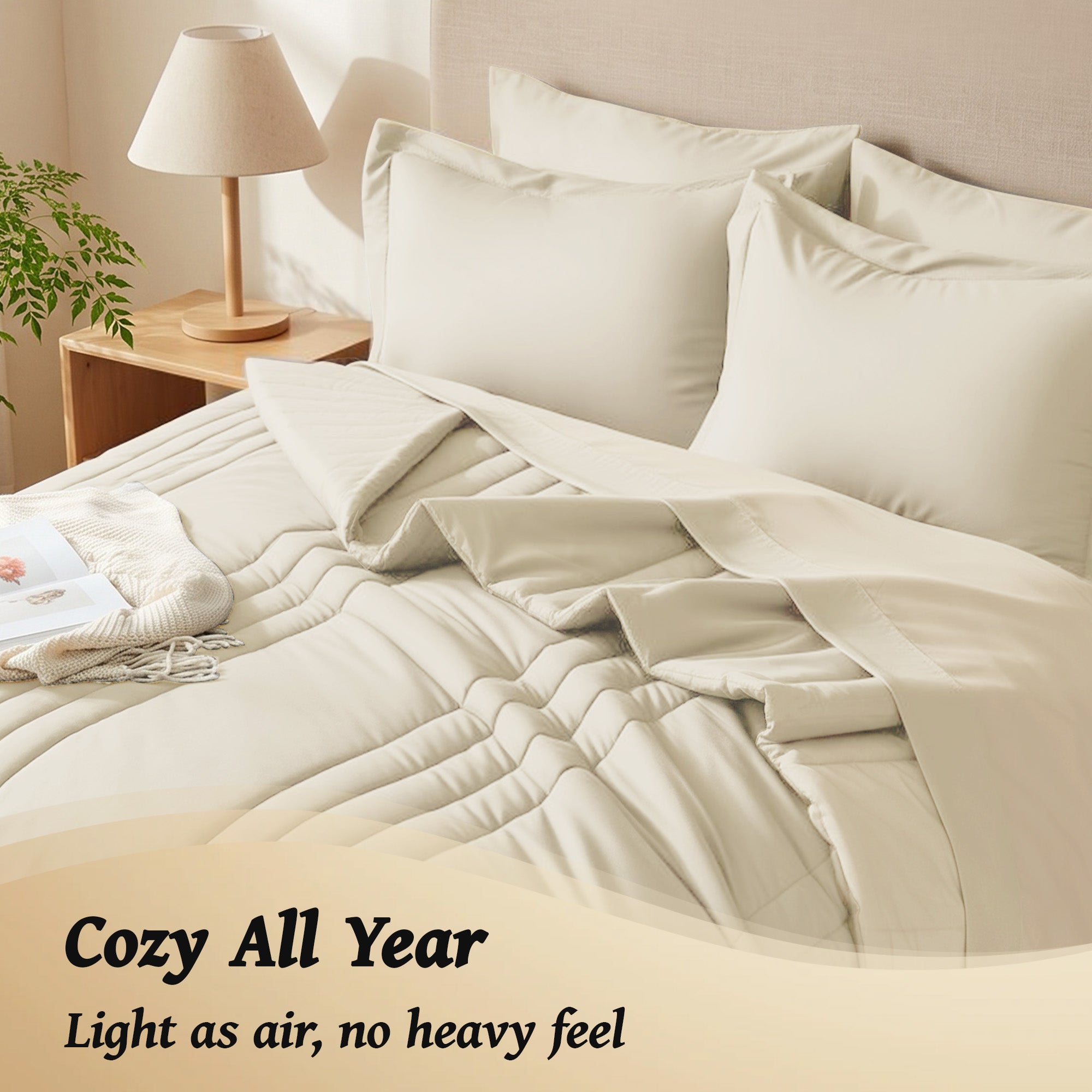 Dhole 7-Piece Bed in Bag - Striped Comforter Sets, Pillowcases & Sheet Collection for Cozy Bedding Sets
