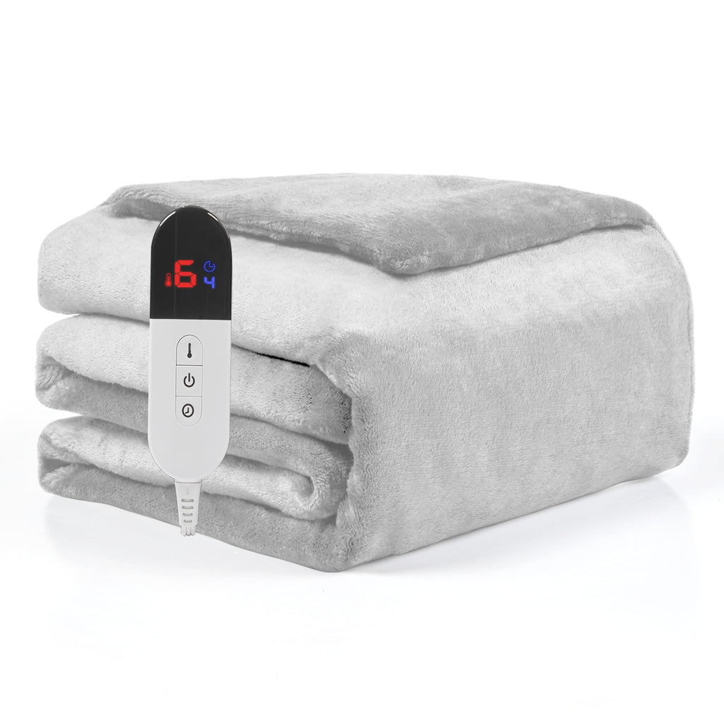 Dhole Electric Heated Blanket Throw - 50"x60" with 6 Heating Levels 4 Hours Auto Off Fast Heating Over-Heated Protection Ultra Soft Warm Flannel ETL Certified