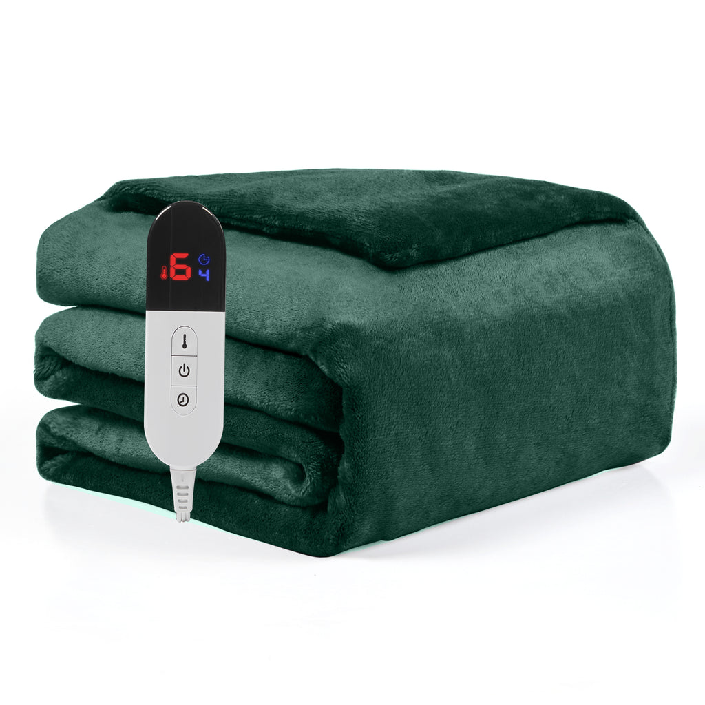 Dhole Electric Heated Blanket Throw - 50"x60" with 6 Heating Levels 4 Hours Auto Off Fast Heating Over-Heated Protection Ultra Soft Warm Flannel ETL Certified