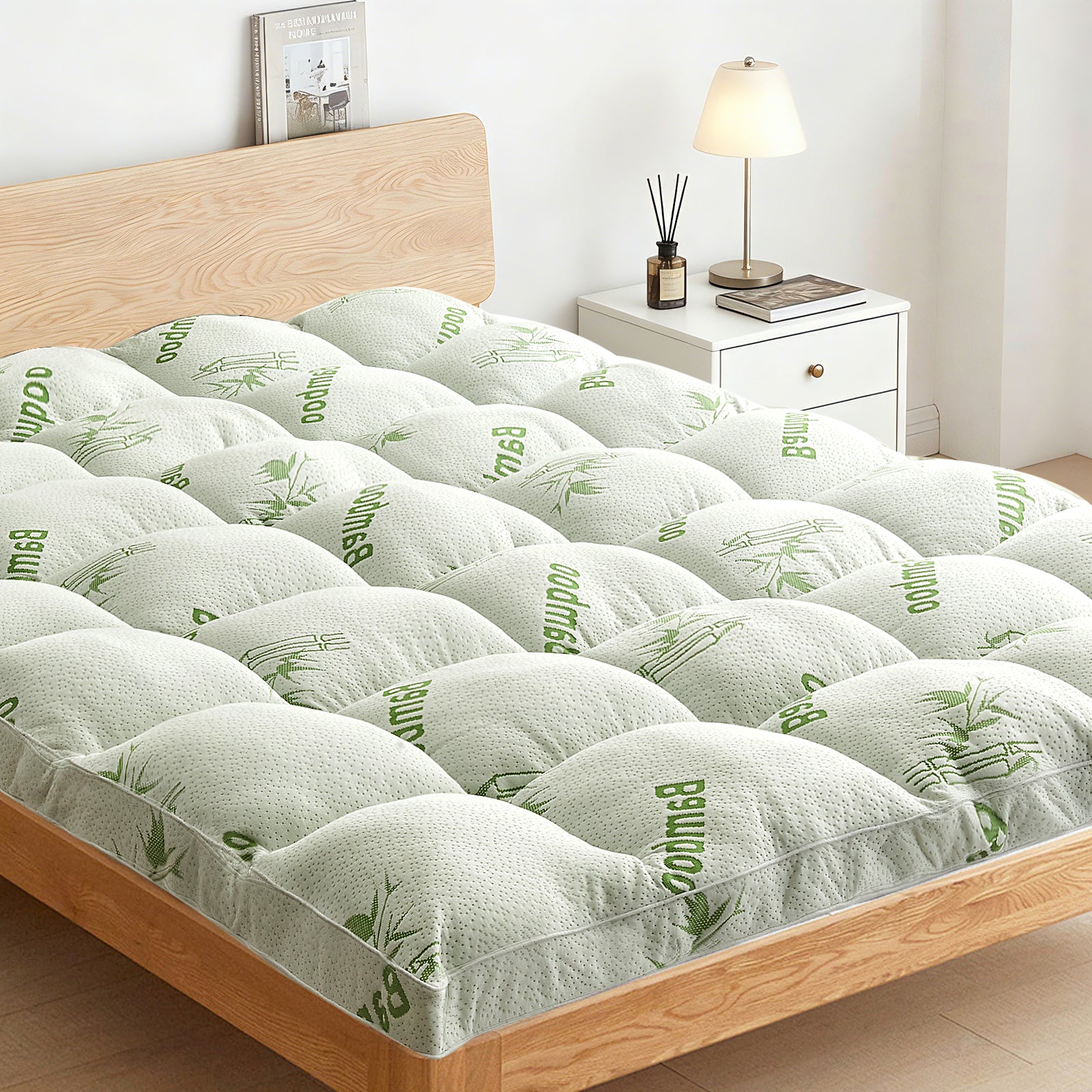 Dhole Queen Size 2-Inch Mattress Topper & Pad – 1200GSM Down Alternative Fill, Cooling Bamboo Viscose Cover, Extra Firm Pillow Top for Back Pain Relief, Deep Pocket 6-18 Inches (60"x80")