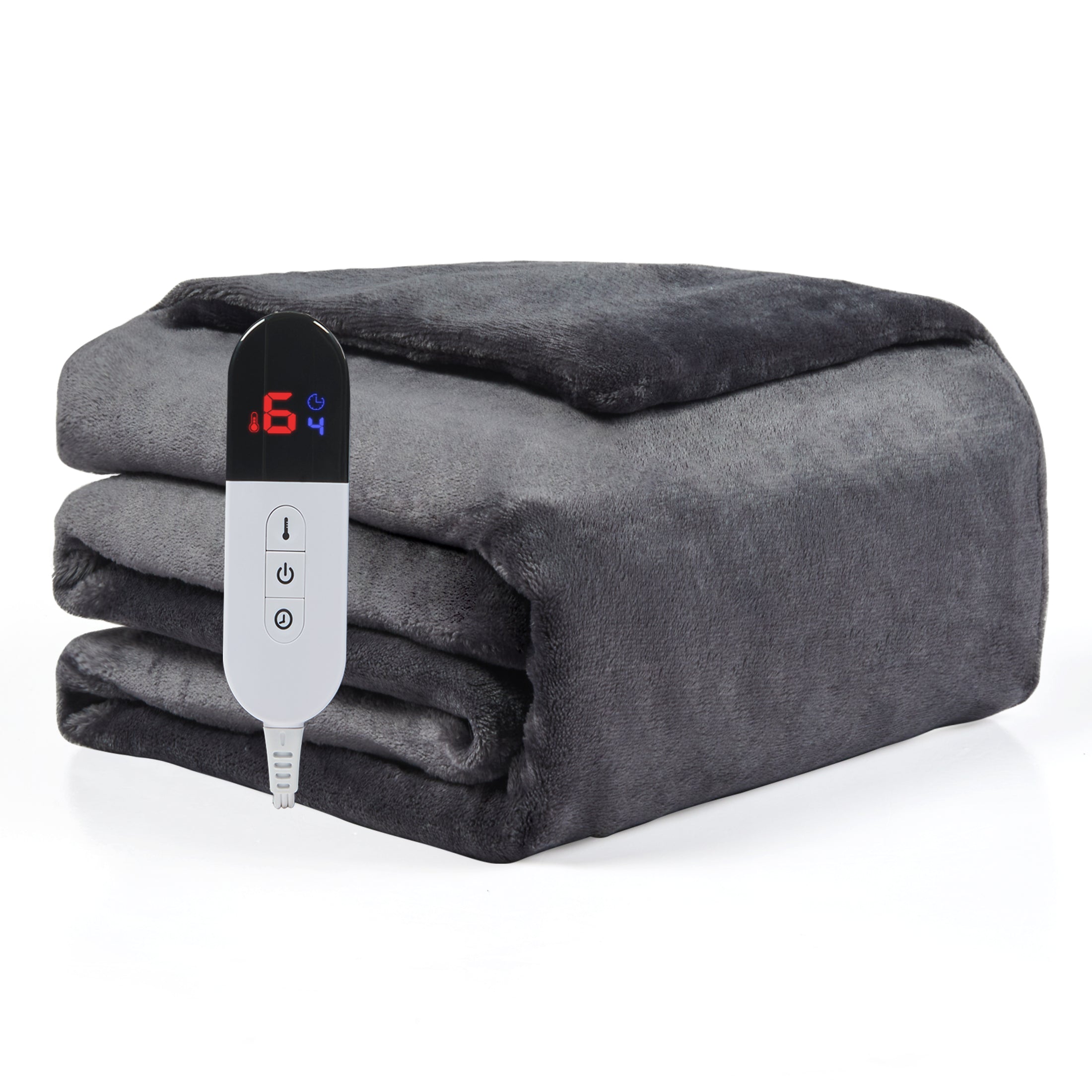 Dhole Electric Heated Blanket Throw - 50"x60" with 6 Heating Levels 4 Hours Auto Off Fast Heating Over-Heated Protection Ultra Soft Warm Flannel ETL Certified