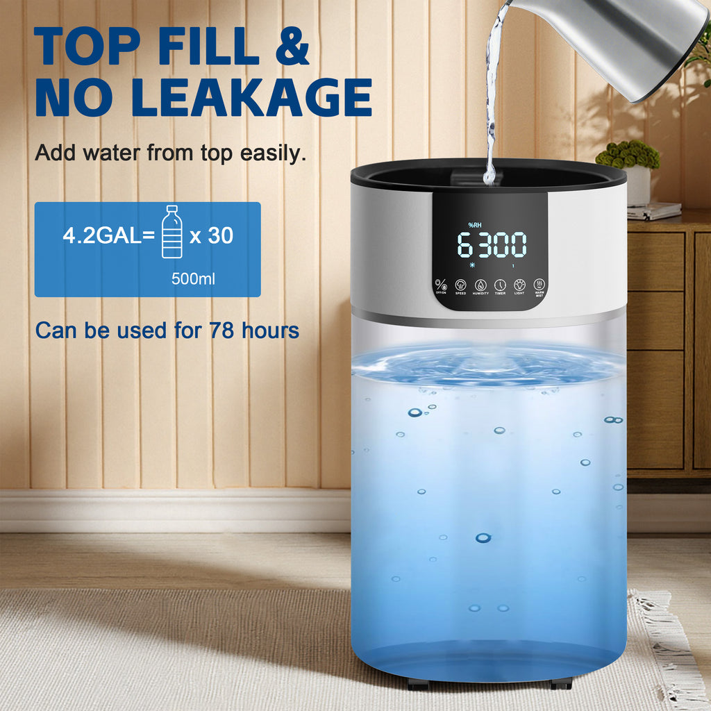 Dhole 16L Large Room Whole House Dual Mist Output Warm Mist Humidifier