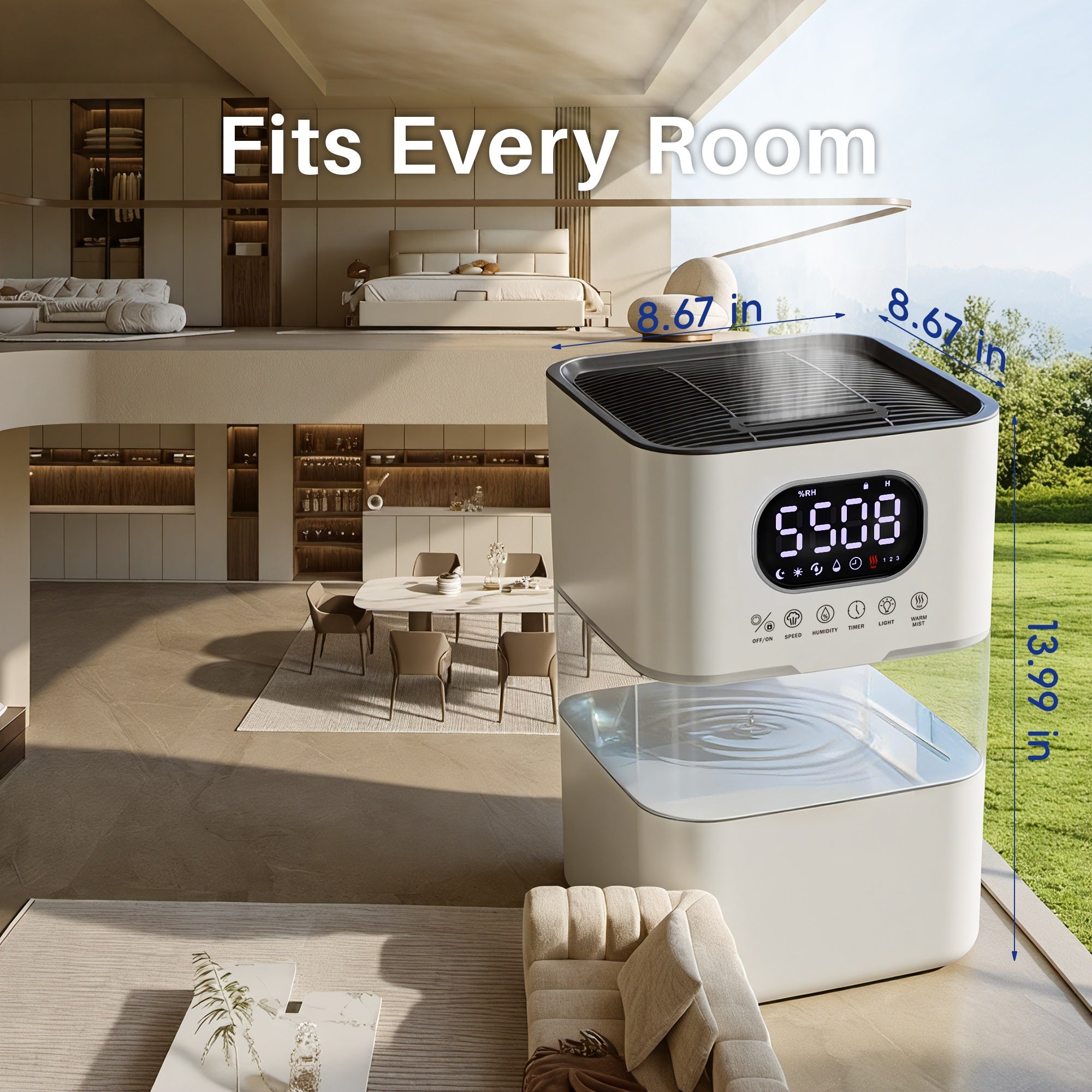Dhole 8.5L Humidifiers with Warm Mist, Smart Humidifier with Auto Shut-Off, Customizable Humidity (40-90%), Quiet Operation for Whole Night Sleep