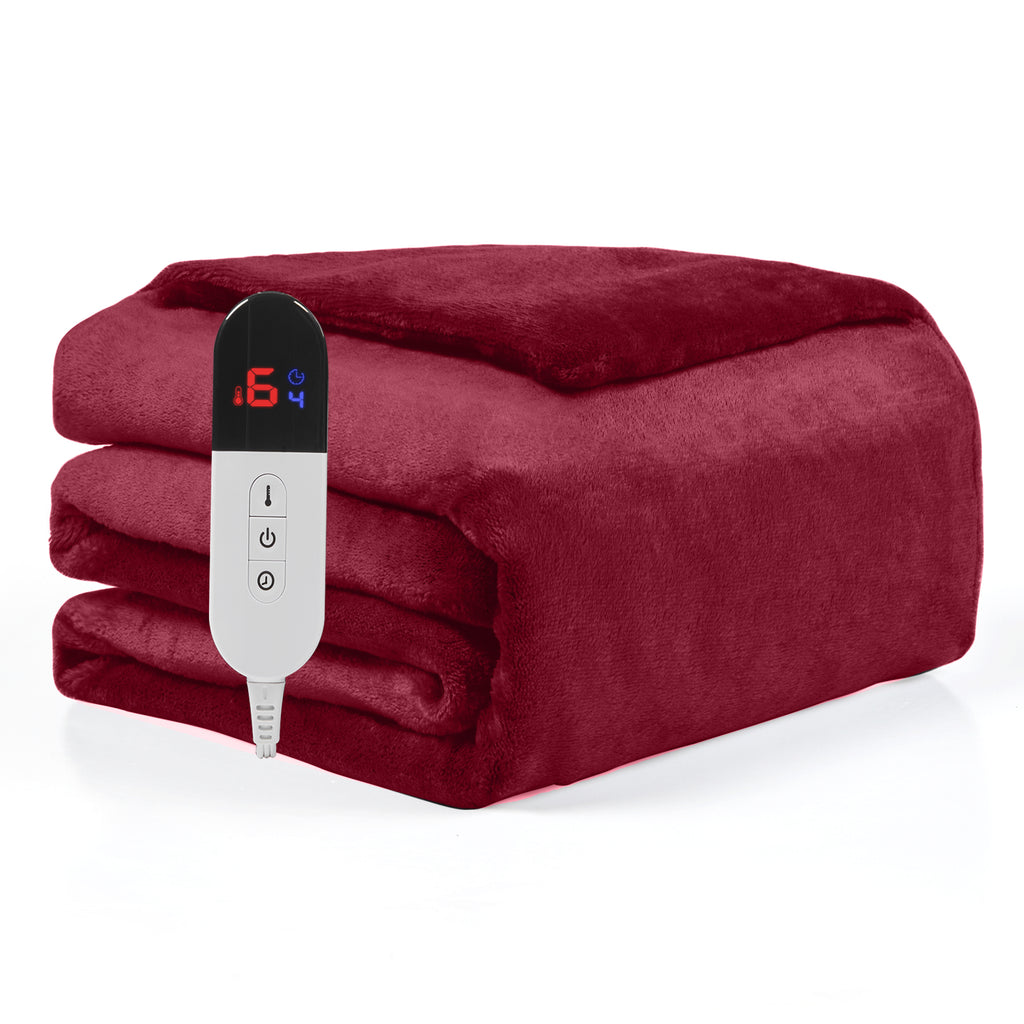 Dhole Electric Heated Blanket Throw - 50"x60" with 6 Heating Levels 4 Hours Auto Off Fast Heating Over-Heated Protection Ultra Soft Warm Flannel ETL Certified