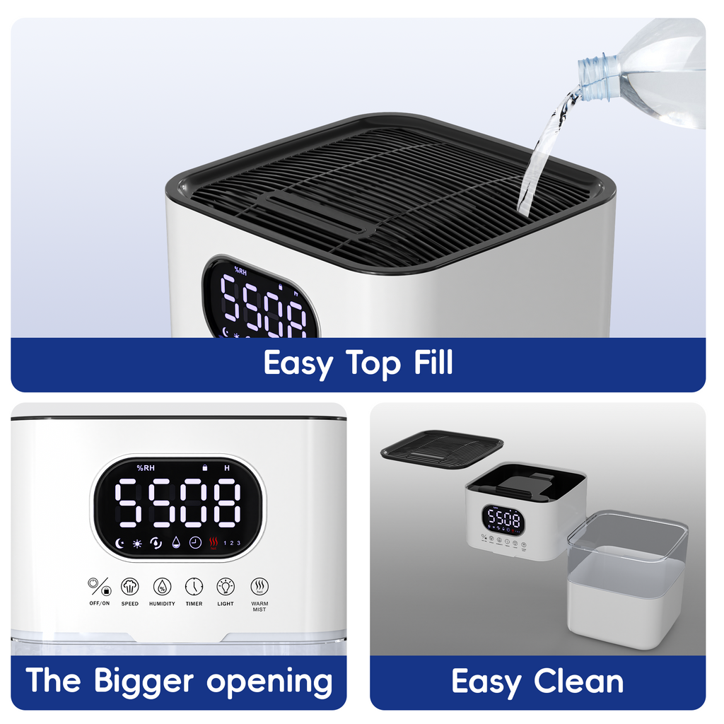 Dhole 8.5L Humidifiers with Warm Mist, Smart Humidifier with Auto Shut-Off, Customizable Humidity (40-90%), Quiet Operation for Whole Night Sleep