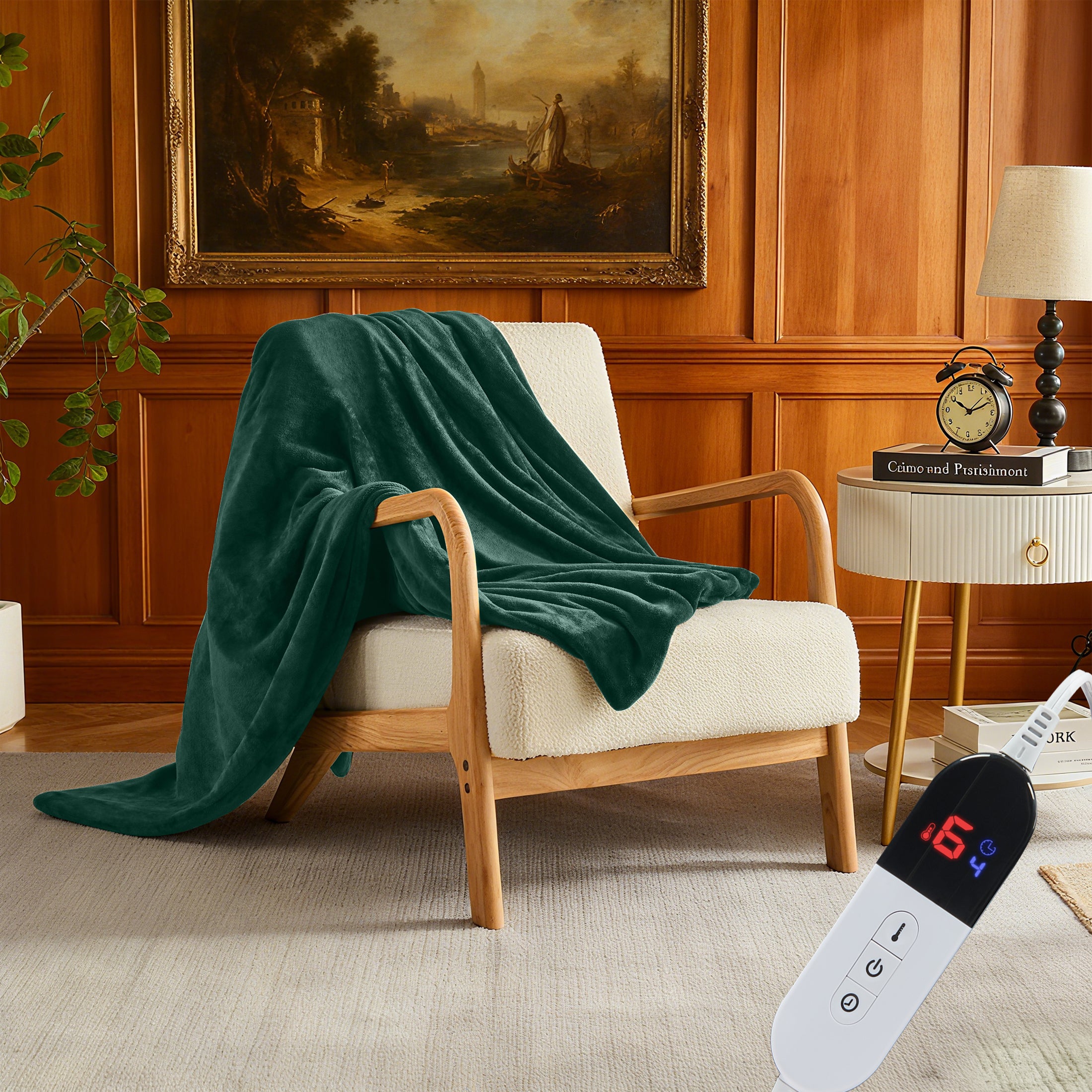 Dhole Electric Heated Blanket Throw - 50"x60" with 6 Heating Levels 4 Hours Auto Off Fast Heating Over-Heated Protection Ultra Soft Warm Flannel ETL Certified