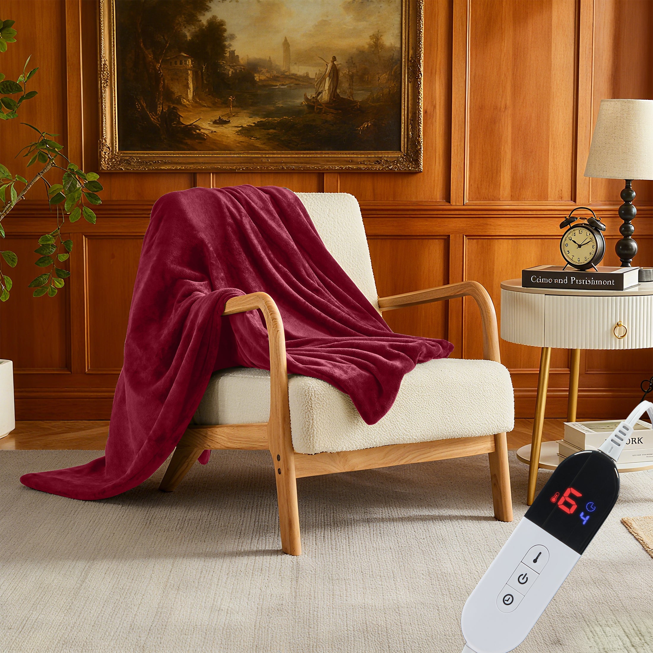 Dhole Electric Heated Blanket Throw - 50"x60" with 6 Heating Levels 4 Hours Auto Off Fast Heating Over-Heated Protection Ultra Soft Warm Flannel ETL Certified