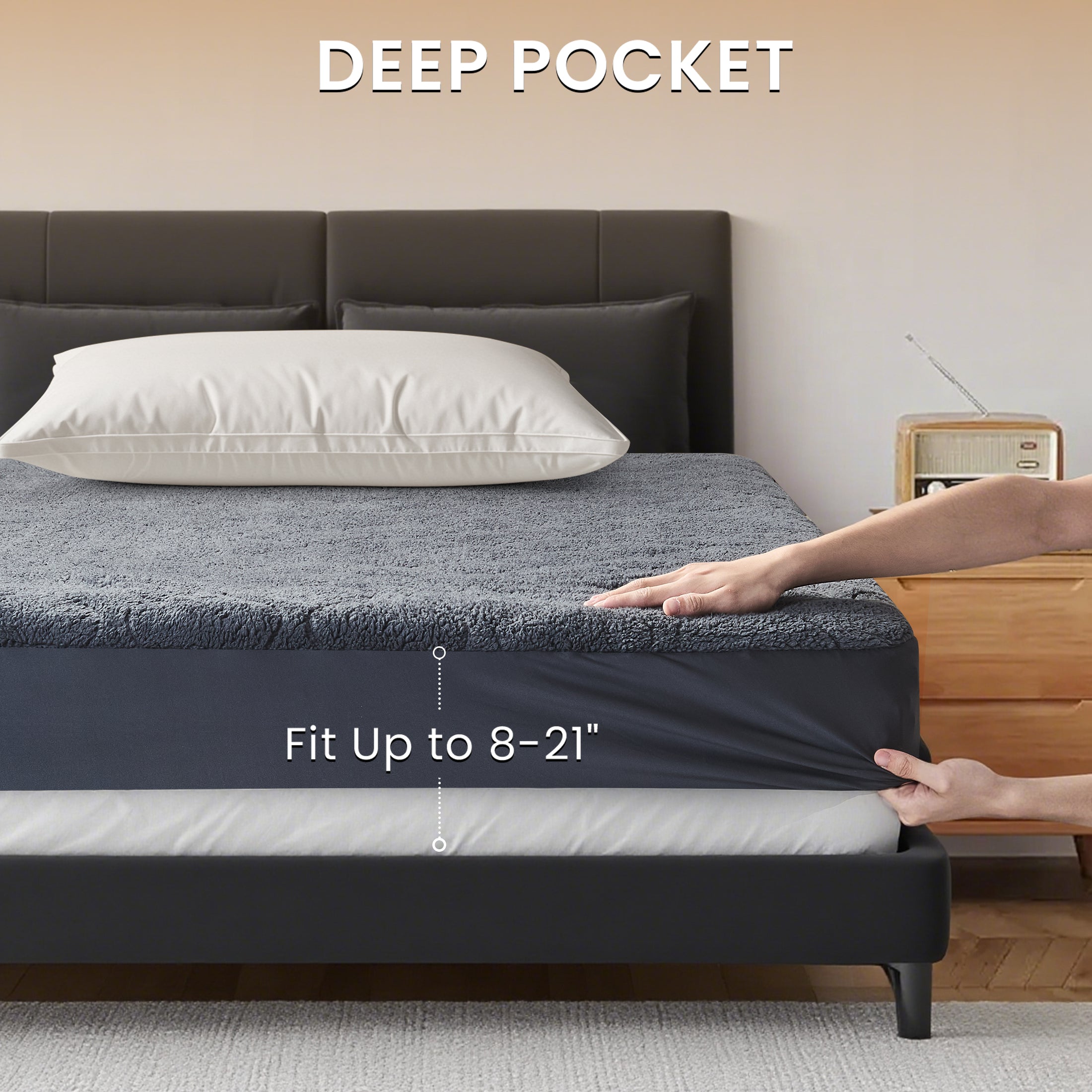 Dhole Cotton Blend Heated Mattress Pad Secure Comfort Technology - Luxury Quilted Electric Mattress Pad with Deep Pocket - 6-Setting Heat Controllers
