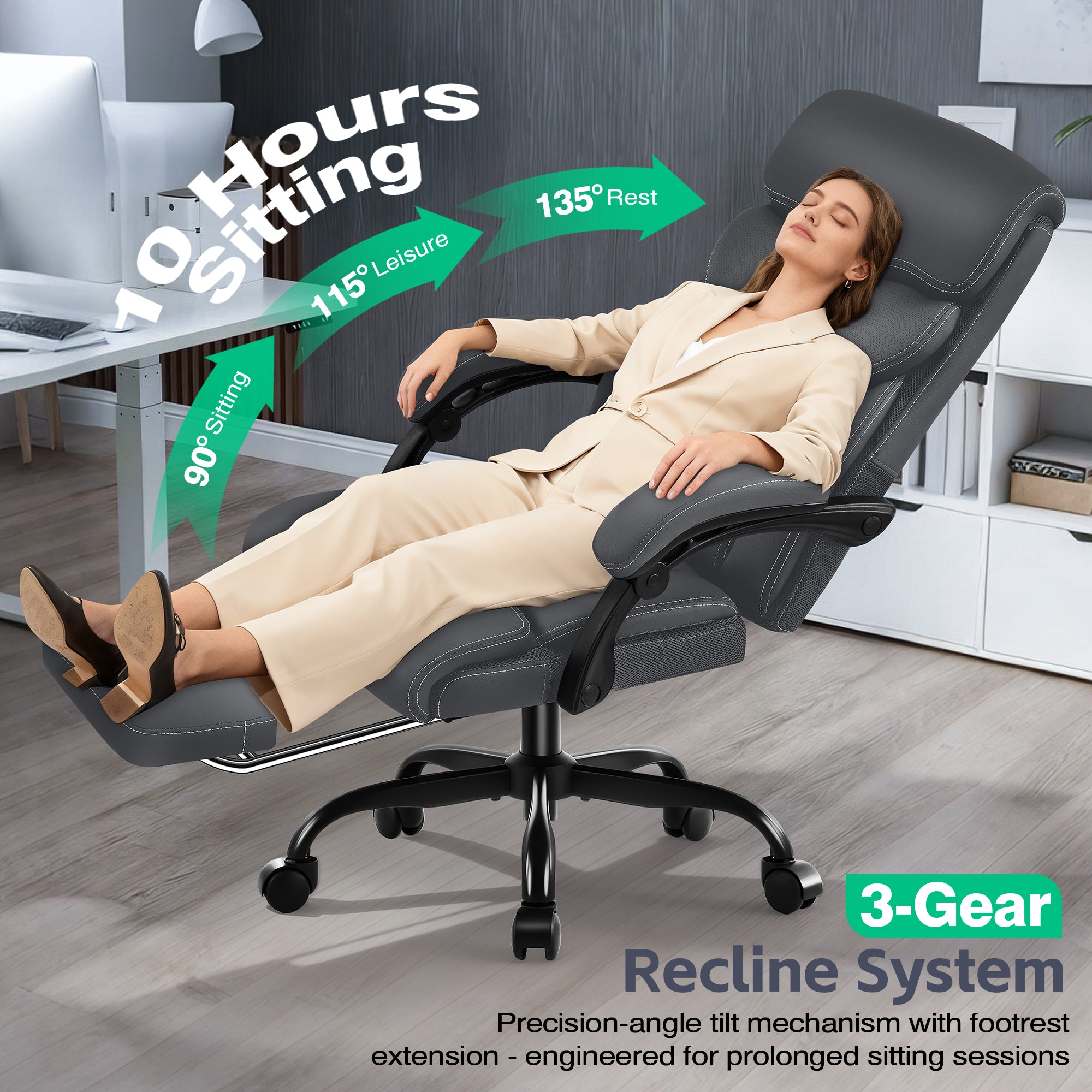 Dhole Executive Ergonomic Office Chair - High Back Mesh Desk Chair with Lumbar Support, 4D Armrests, Tilt Function & Breathable Mesh for Home Office (Black)