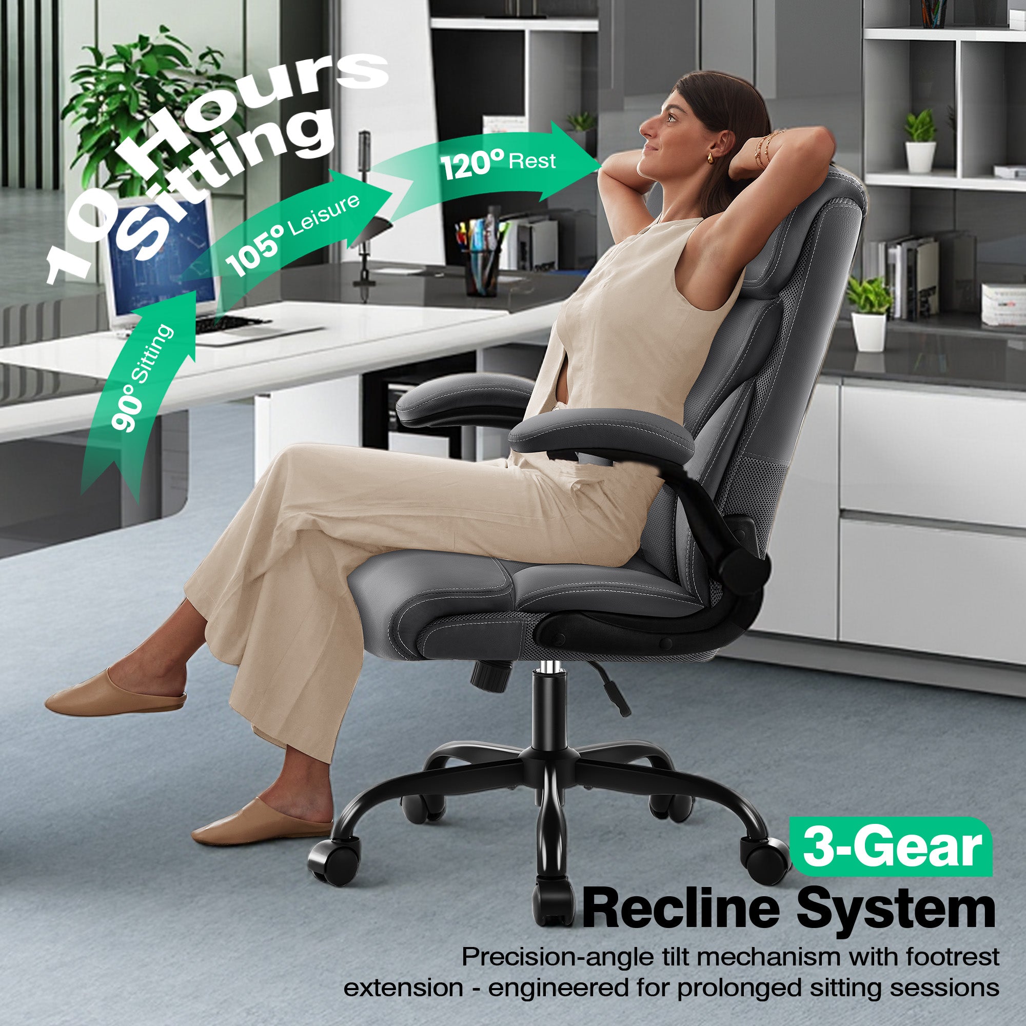 Dhole Executive Ergonomic Office Chair - High Back Mesh Desk Chair with Lumbar Support, 4D Armrests, Tilt Function & Breathable Mesh for Home Office (Black)