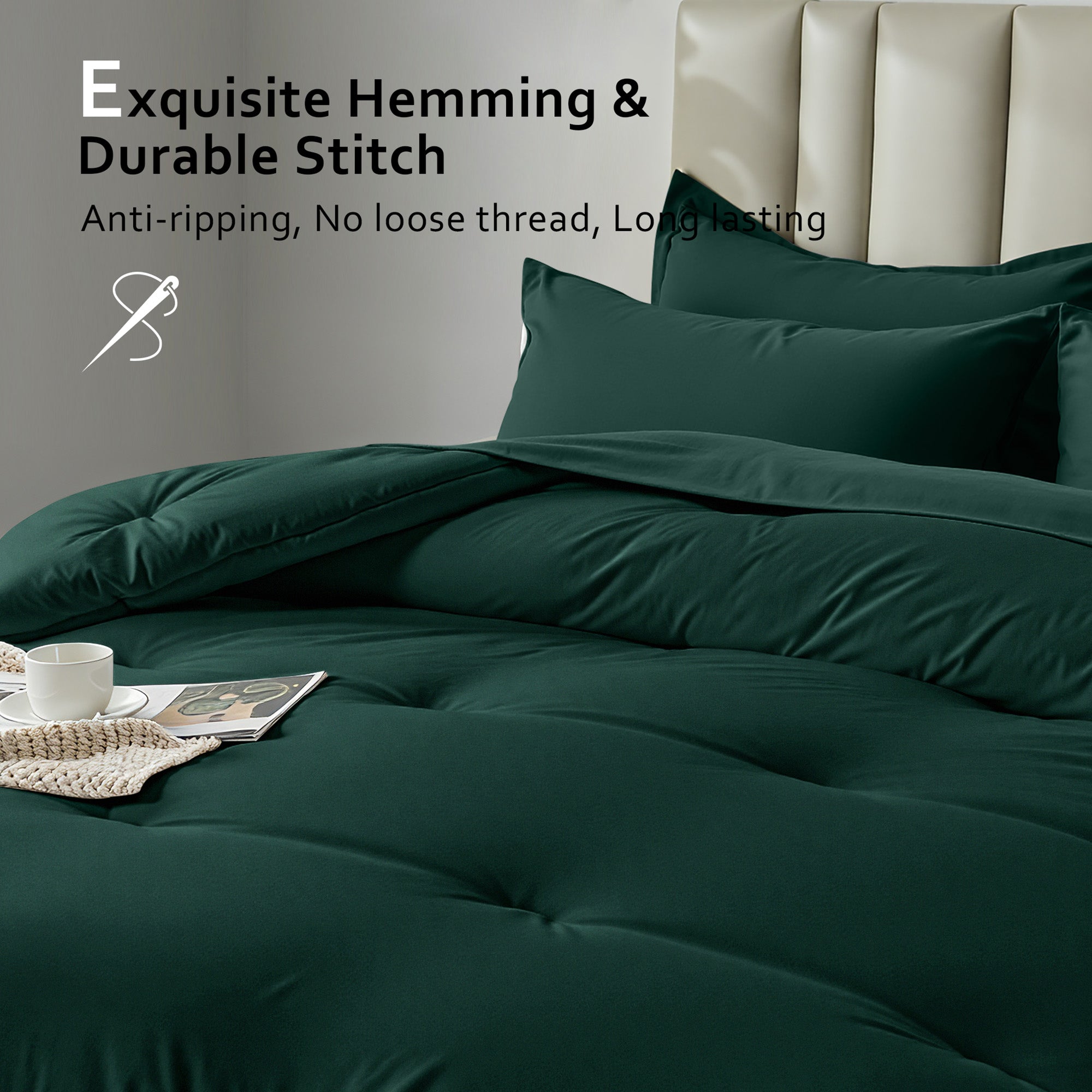 Dhole 7-Piece Bed Sheet Set - Queen Size Comforter, Pillowcases & Sheet Collection for Cozy Bedding Comfort Black