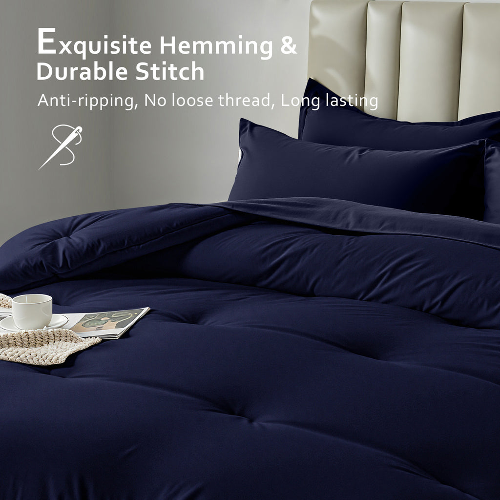 Dhole 7-Piece Bed Sheet Set - Queen Size Comforter, Pillowcases & Sheet Collection for Cozy Bedding Comfort Black