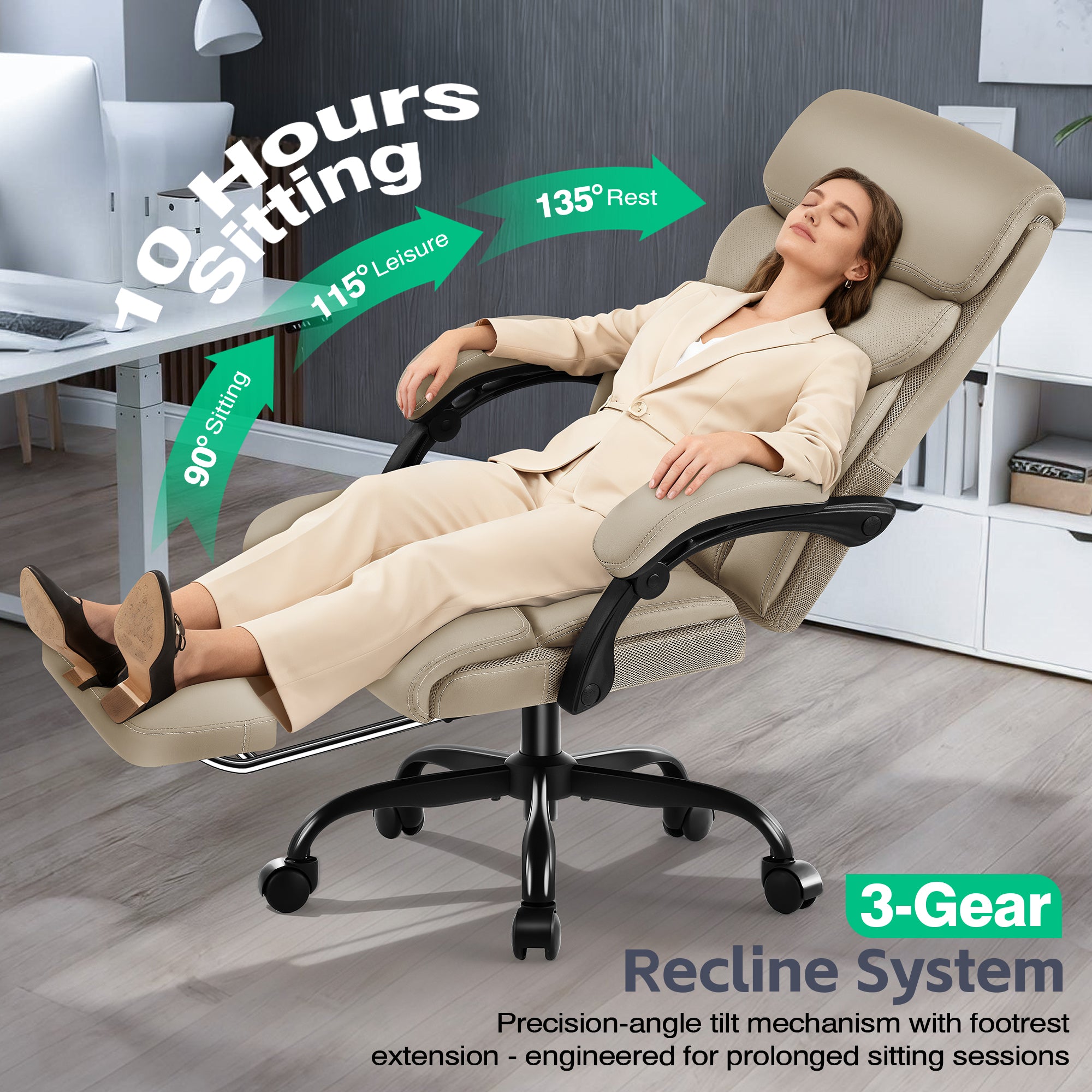 Dhole Executive Ergonomic Office Chair - High Back Mesh Desk Chair with Lumbar Support, 4D Armrests, Tilt Function & Breathable Mesh for Home Office (Black)