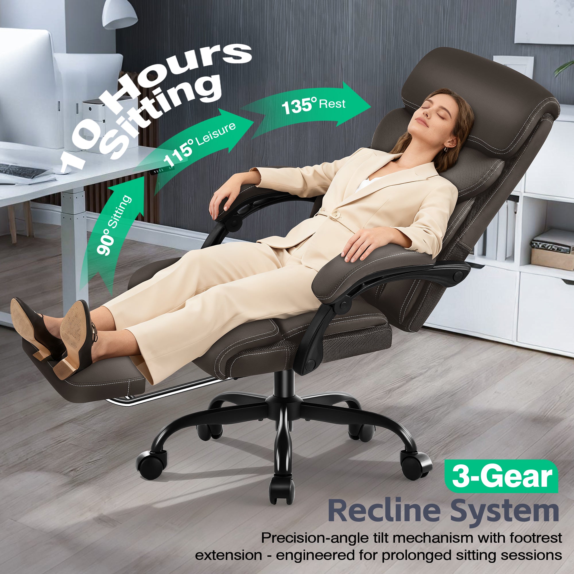 Dhole Executive Ergonomic Office Chair - High Back Mesh Desk Chair with Lumbar Support, 4D Armrests, Tilt Function & Breathable Mesh for Home Office (Black)