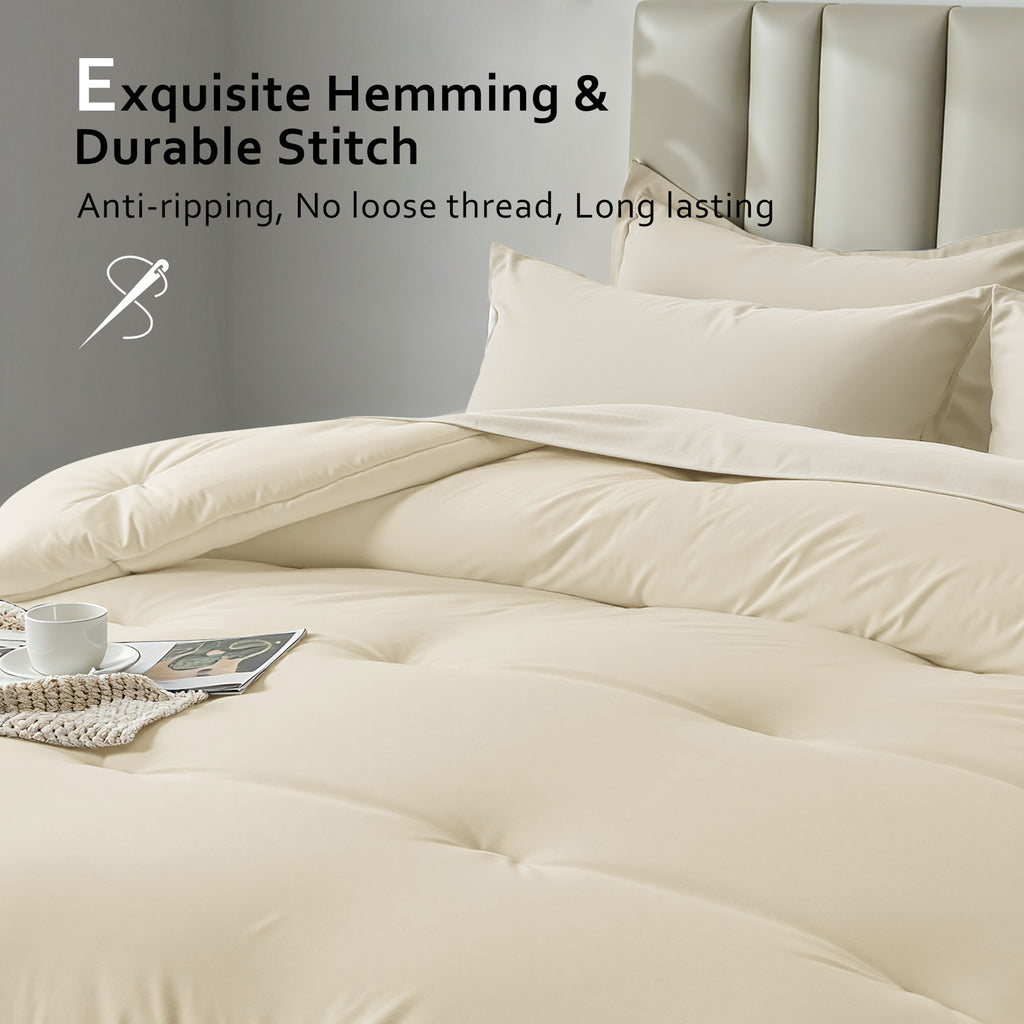Dhole 7-Piece Bed Sheet Set - Queen Size Comforter, Pillowcases & Sheet Collection for Cozy Bedding Comfort Black
