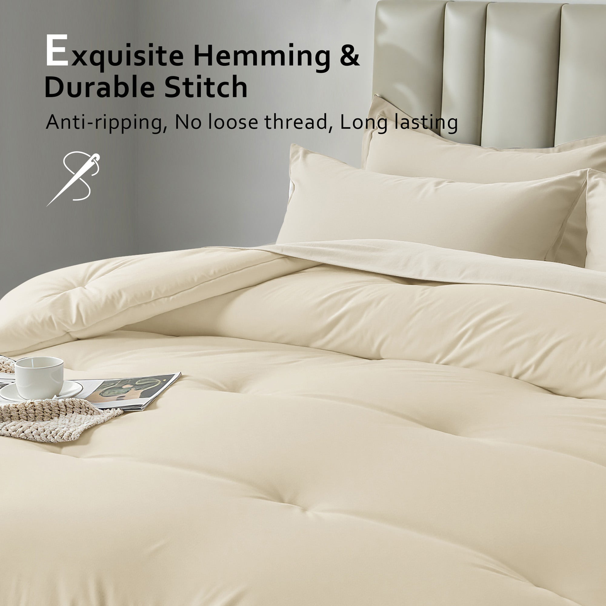 Dhole 7-Piece Bed Sheet Set - Queen Size Comforter, Pillowcases & Sheet Collection for Cozy Bedding Comfort Black