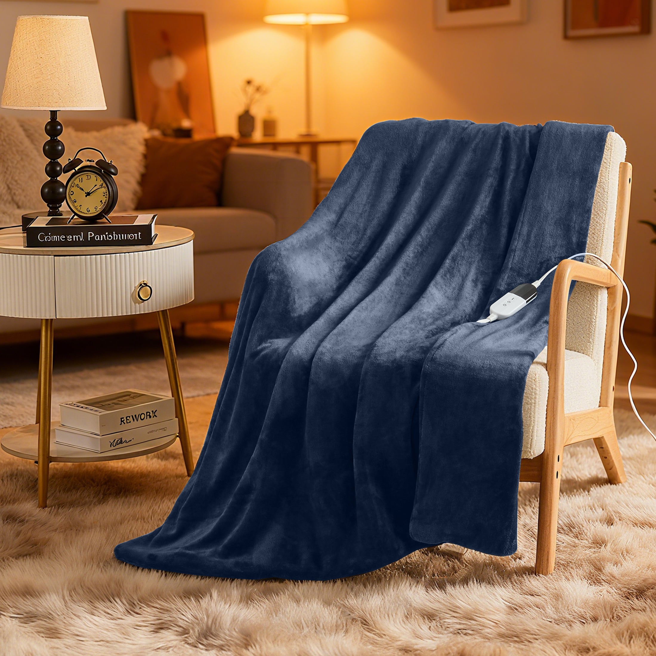 Dhole Electric Heated Blanket Throw - 50"x60" with 6 Heating Levels 4 Hours Auto Off Fast Heating Over-Heated Protection Ultra Soft Warm Flannel ETL Certified