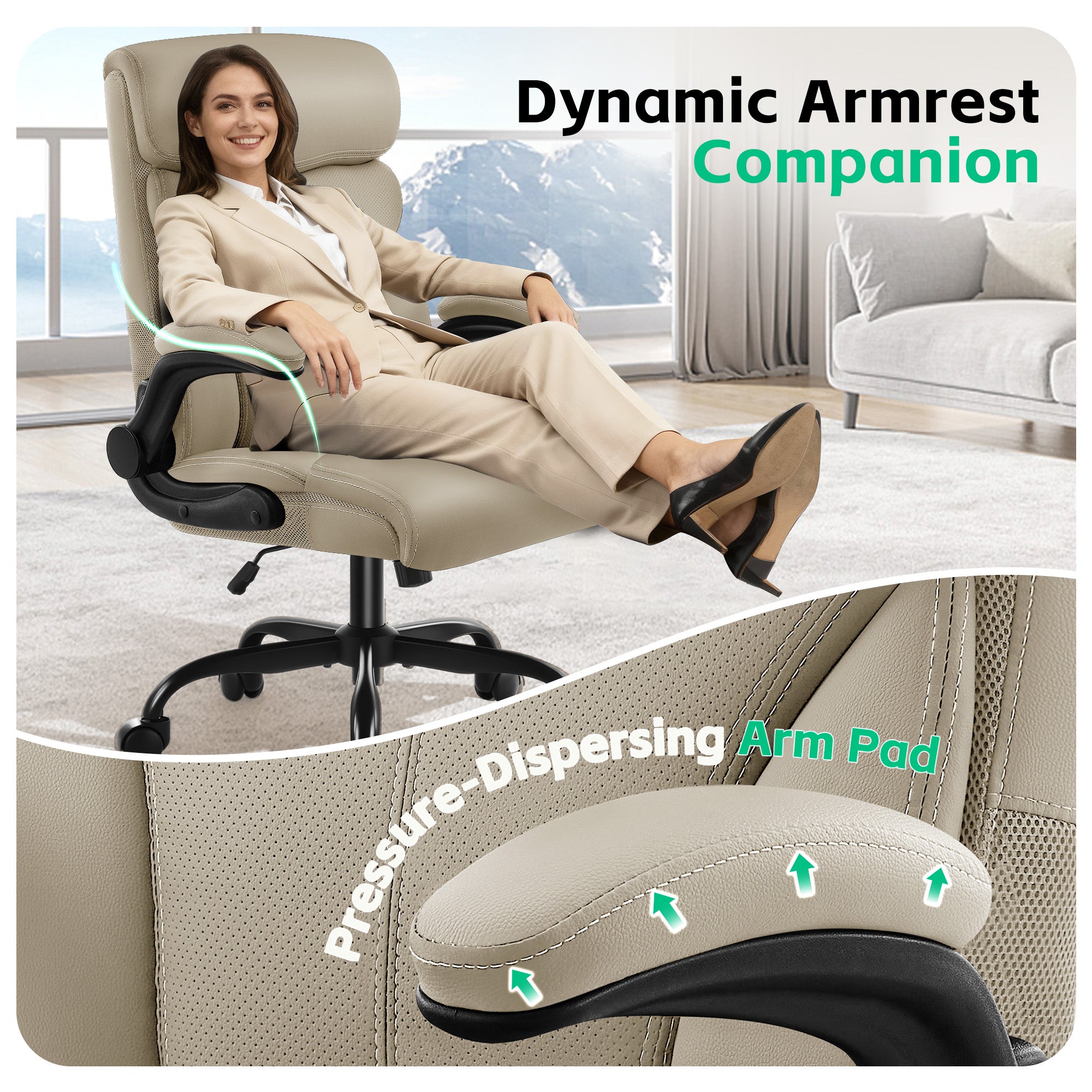 Dhole Executive Ergonomic Office Chair - High Back Mesh Desk Chair with Lumbar Support, 4D Armrests, Tilt Function & Breathable Mesh for Home Office (Black)